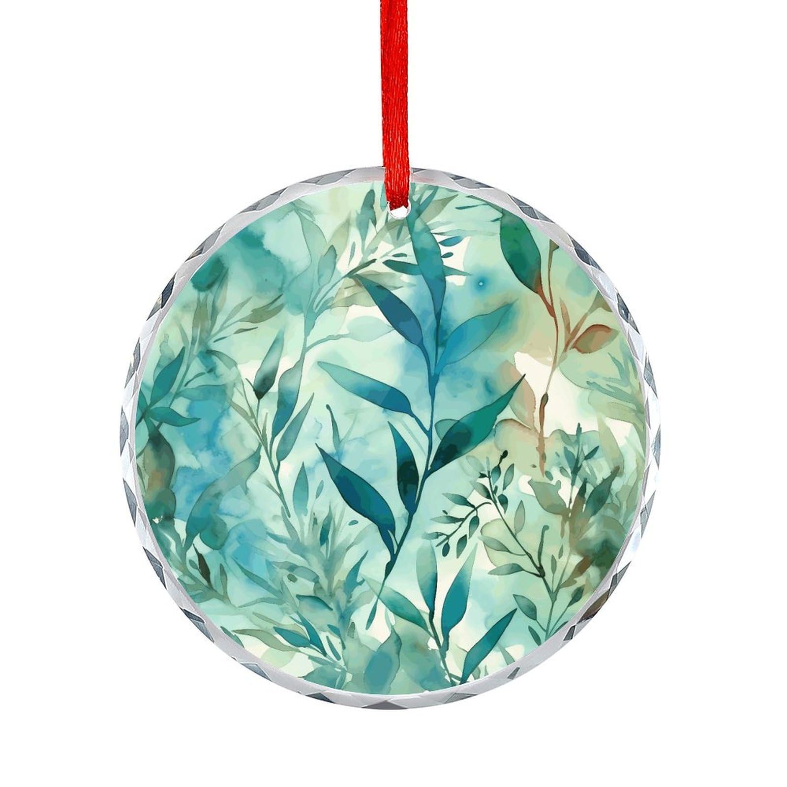 Btcowzrv Style Hand Drawn Leaves Round Ornament Hanging Pendant Decor