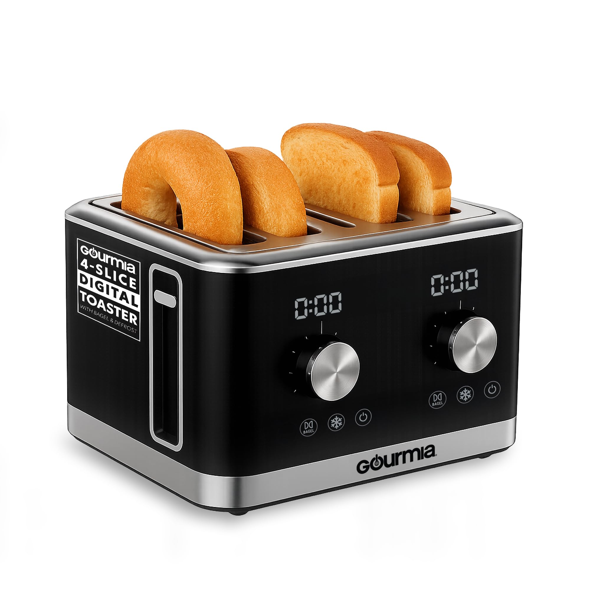 Gourmia 4-Slice Toaster, Double Sided, Dual Independent Controls, Bagel, Defrost and Reheat Mode, 6 Levels of Browning, Extra Wide Slots, Removable Crumb Tray-image-23