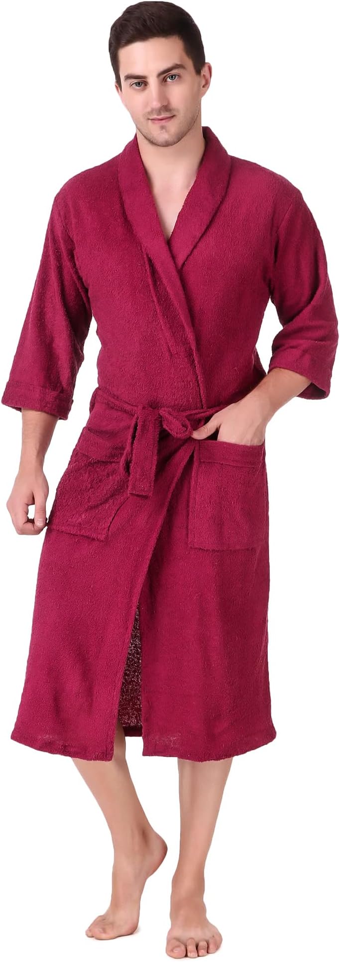 Men Bath Robe Full Sleeve Cotton Bathrobe | Soft, Light, Compact & Highly Water Absorbent | Ideal for Swimming/Birthday/Anniversary/Diwali/Couple/Wedding Gift | 250 GSM