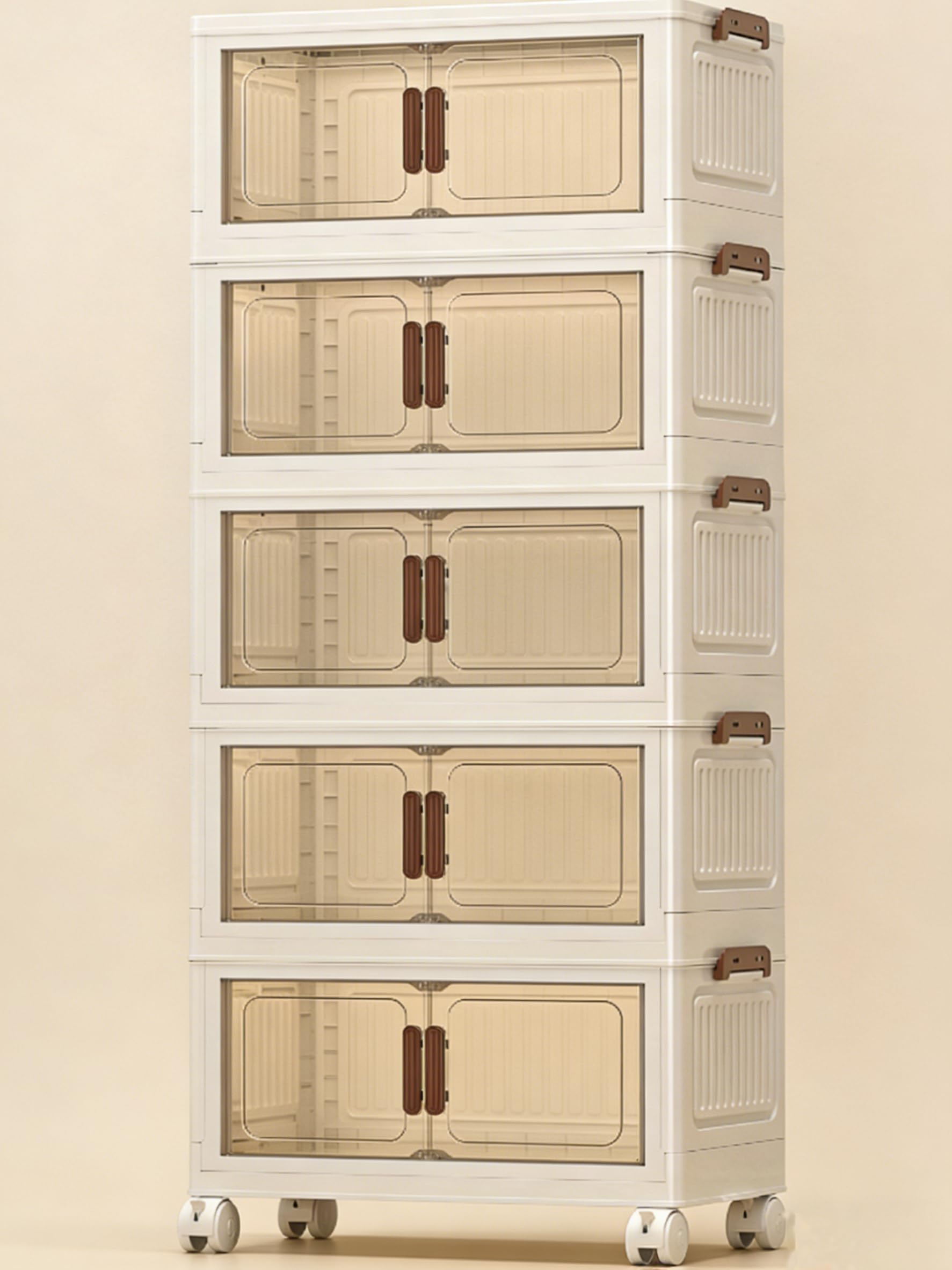 Caja de Almacenamiento Plegable con Tapa, 225L, Plástico de 5 Niveles, Contenedor Antipolvo y Antihumedad