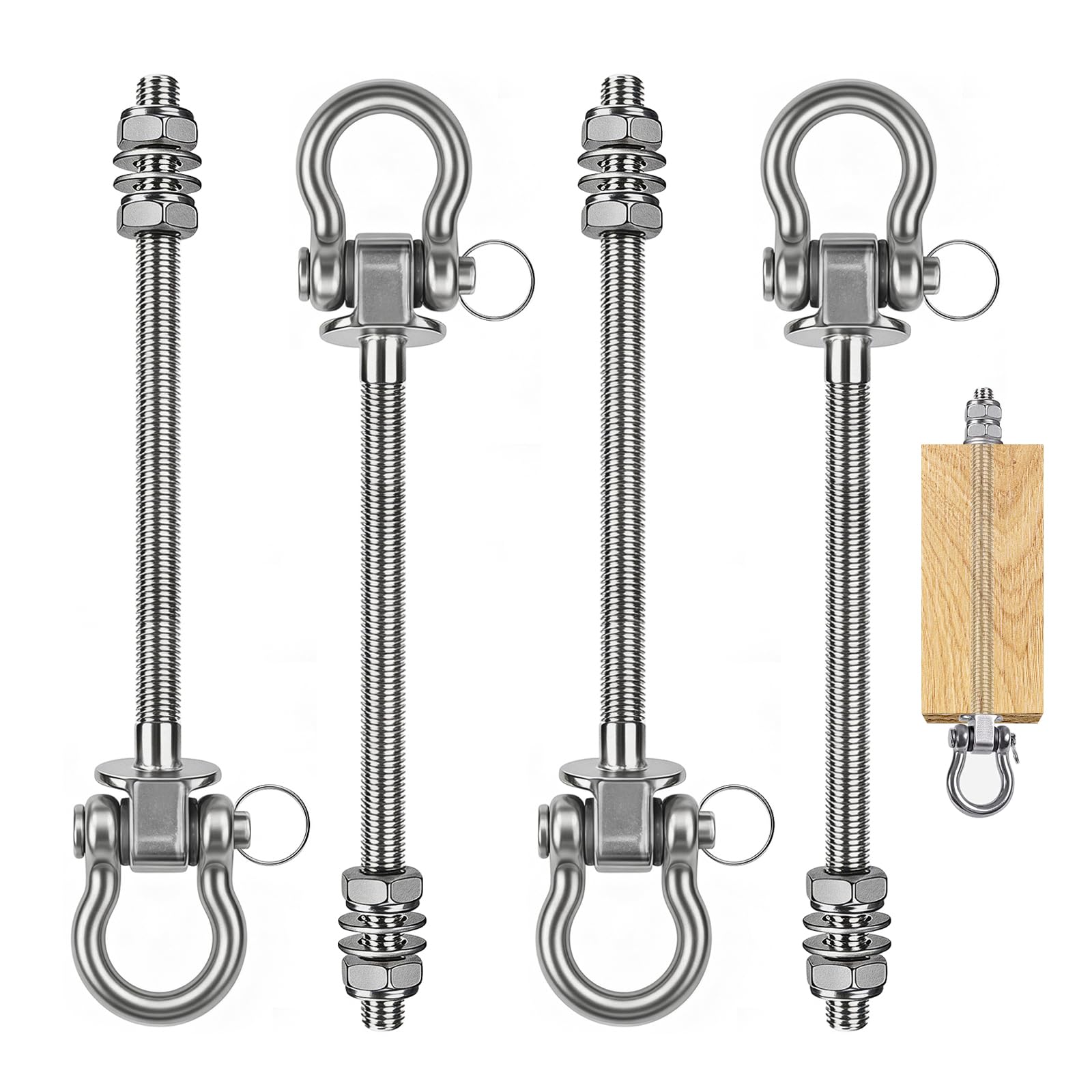 4uds Gancho para Columpio M10 Acero Inoxidable 285mm para Hamacas