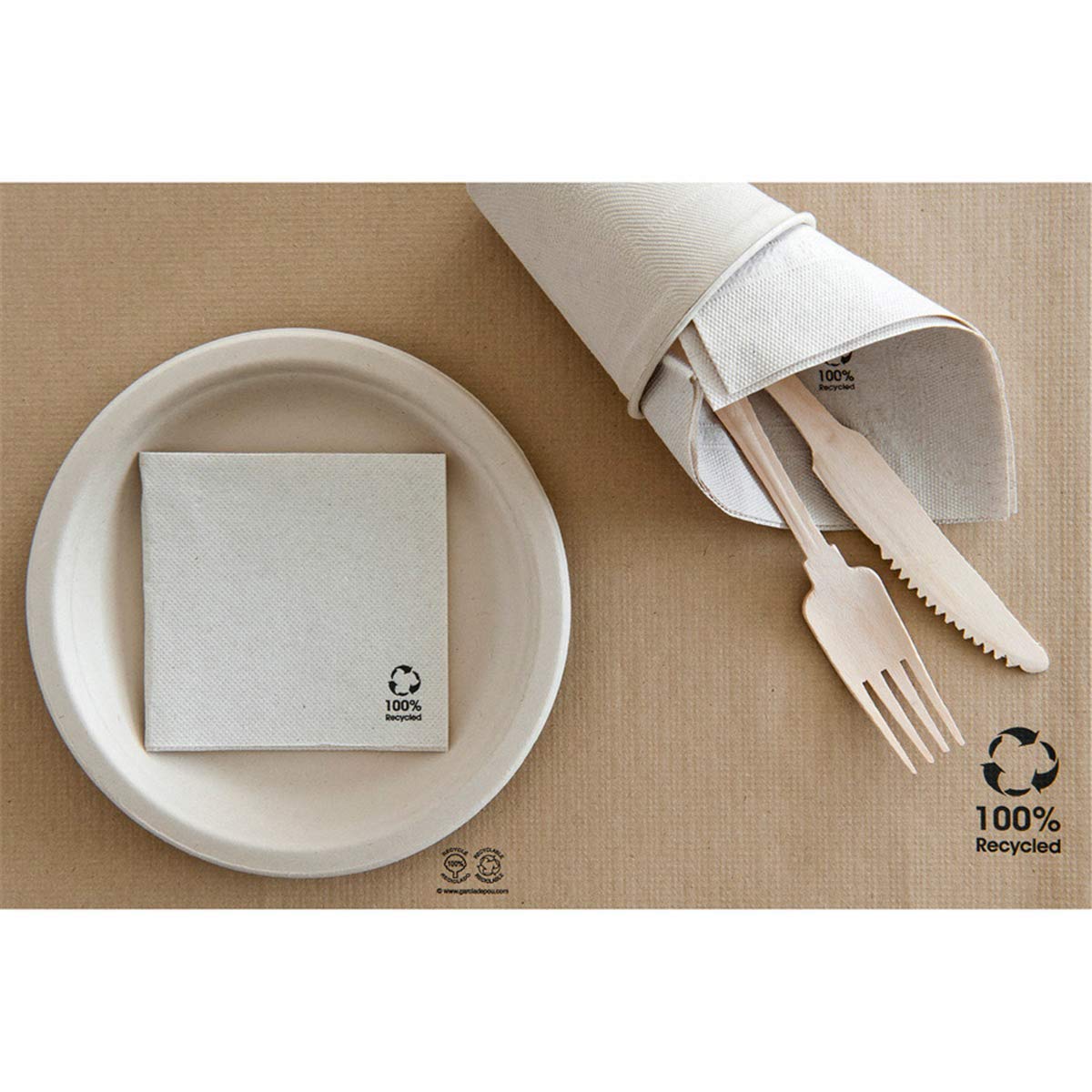 Tovagliette "Feel Green" Riciclate 48 G/M2 31 X 43 Cm Carta Naturale - 500 Un.