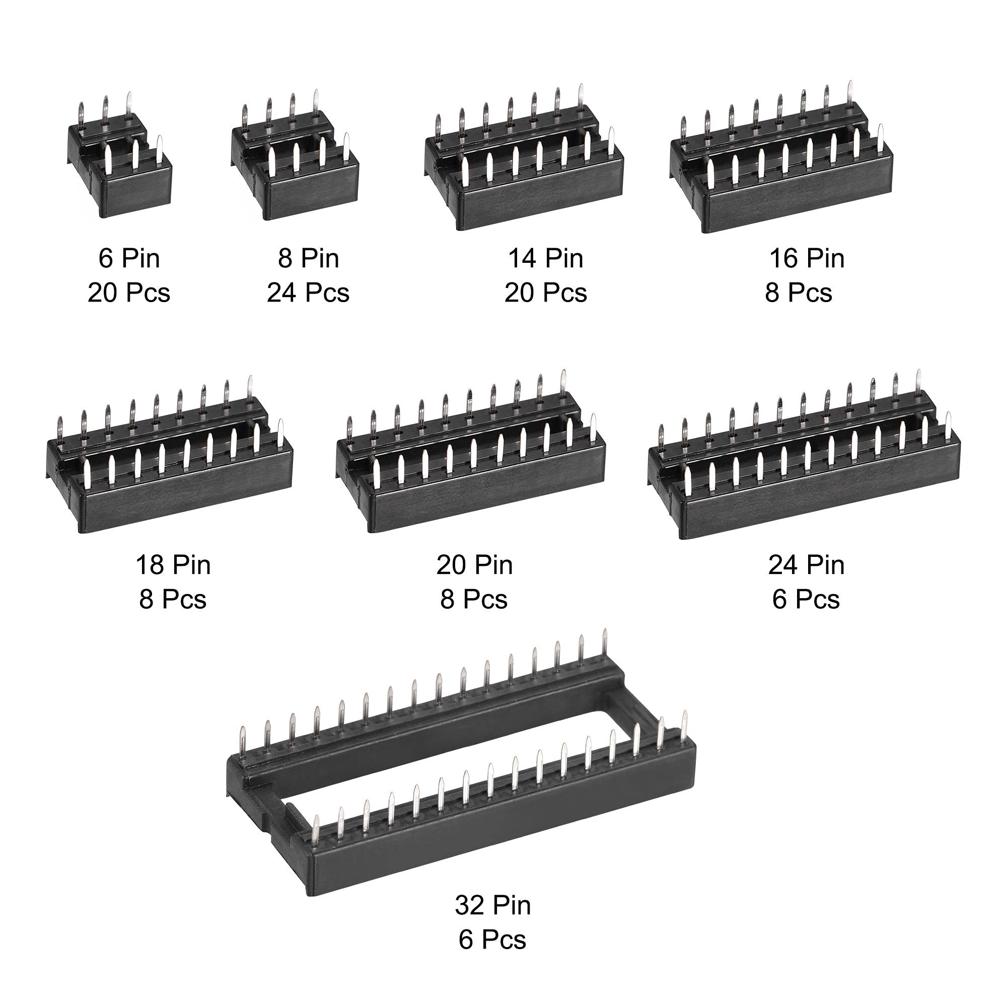 Black Plastic IC Socket Adaptor Round IC Socket 18 Pin - Round Hole DIP ...