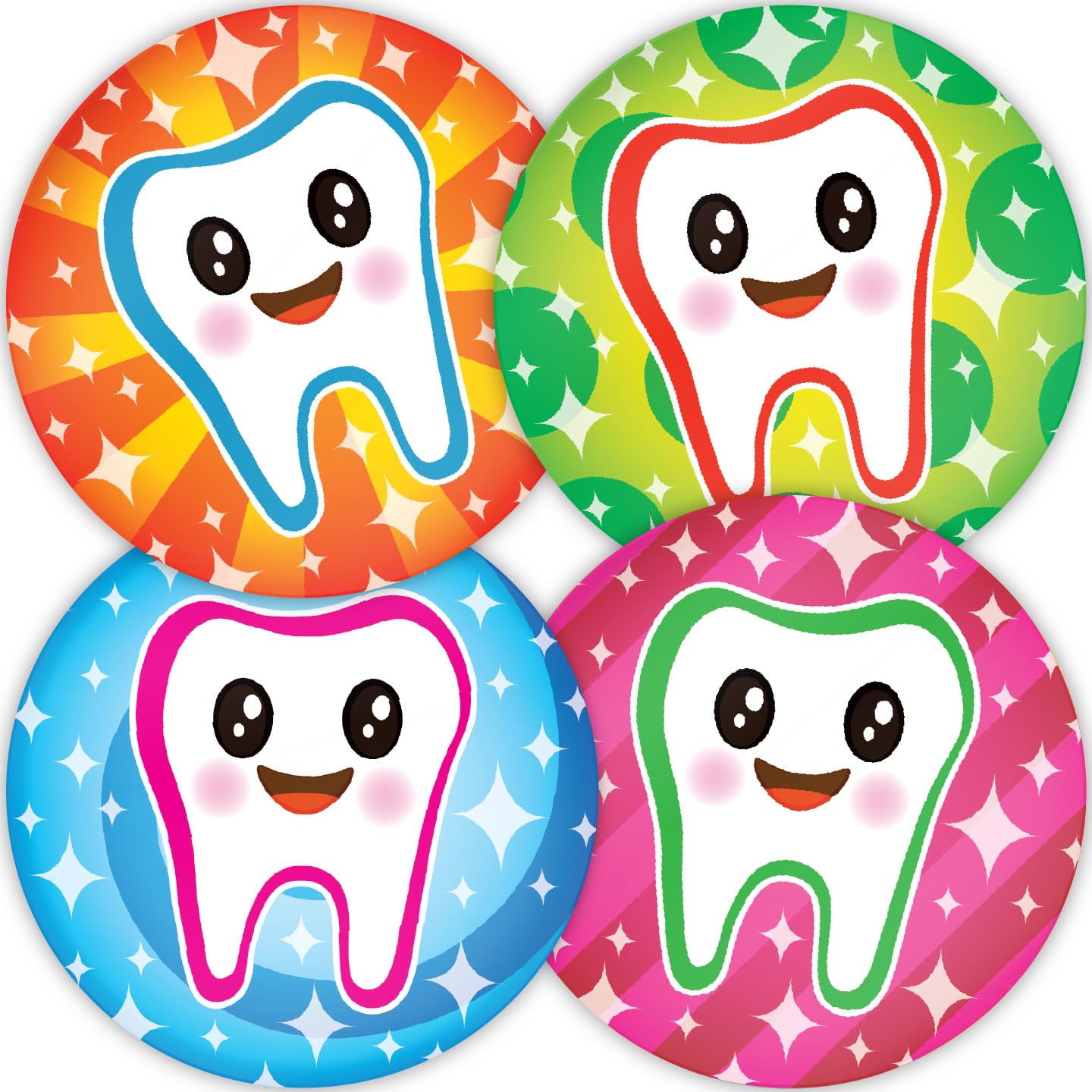 Stone Melon School Reward Stickers 144 Happy Teeth Dentist Bravery Teeth Brushing Stickers 30mm Round Awards Nursery Teachers Parents Children Kids