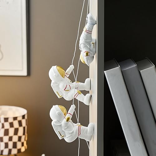 Miniatura 8 de XGZY Decoración de pared de astronauta escalada 3 piezas de figuras de astronauta colgantes, decoración temática del espacio exterior para