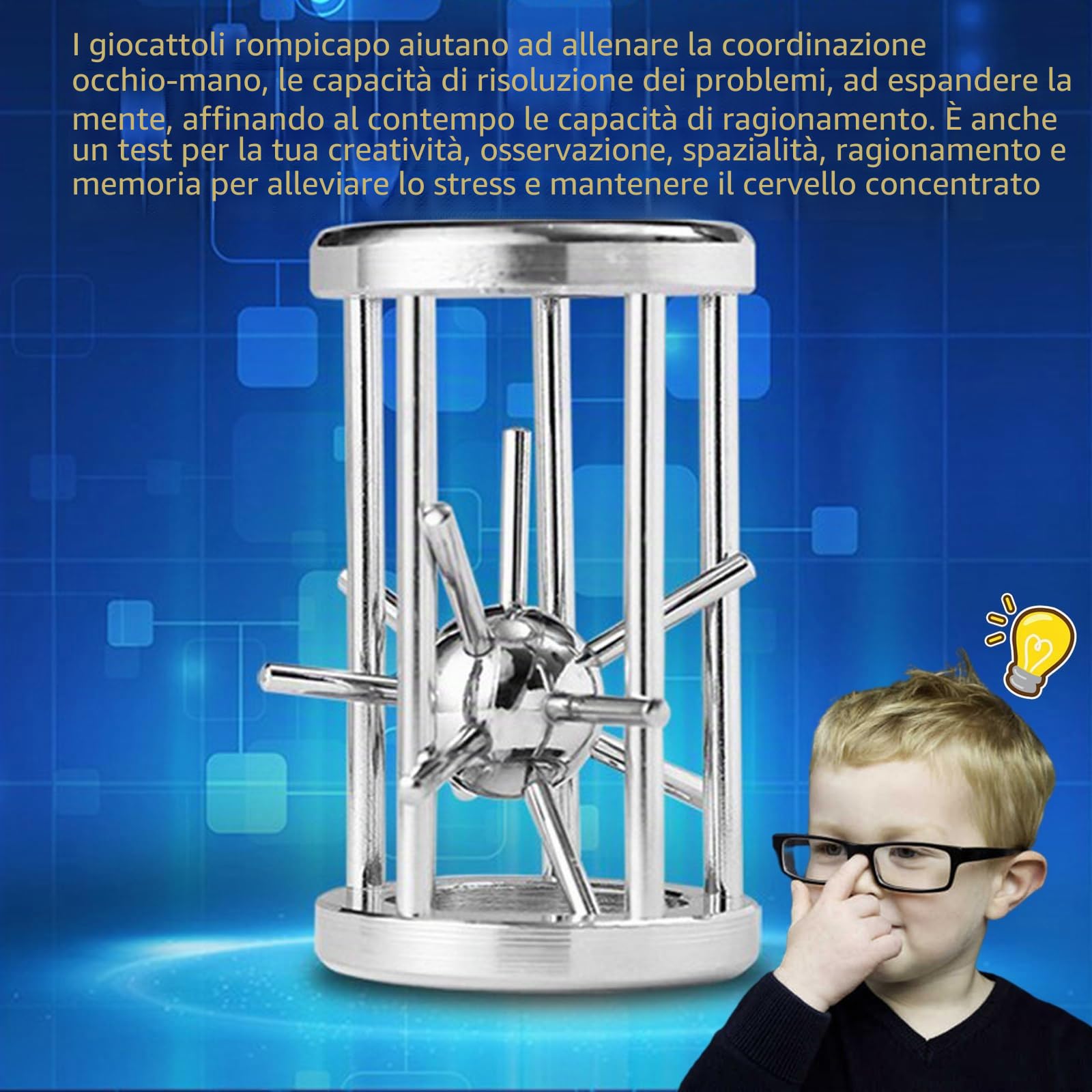 RoseFlower Rompicapo Giocattolo Puzzle in Metallo - Lega Intellettuale Sblocco Fibbia Mind IQ Test Challenge Game - Livello 10 Difficoltà - Antistress/Giocattoli educativi Regalo per Bambini Adulti