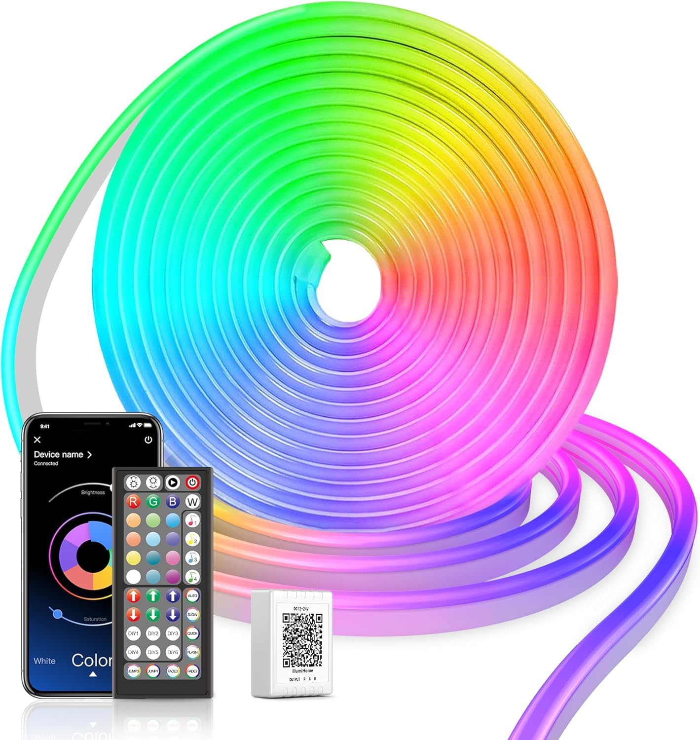 Macchiatto Neon LED Strip 5m, IP65 Wasserdichte LED Lichtband mit App und Fernbedienung,DIY-Funktion, Musik Sync,Neon LED Lichterkette für Innen-Außendekoration