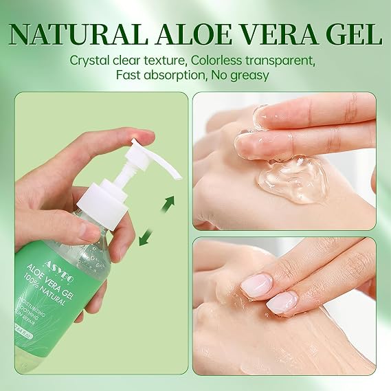 Aloe Vera Gel 500 ml – 100% Natural Pure Aloe Vera for Face Body Hair, Soothing and Nourishing Moisturising Aloe Cream for Dry Skin, Sunburn, Acne, After Sun Lotion
