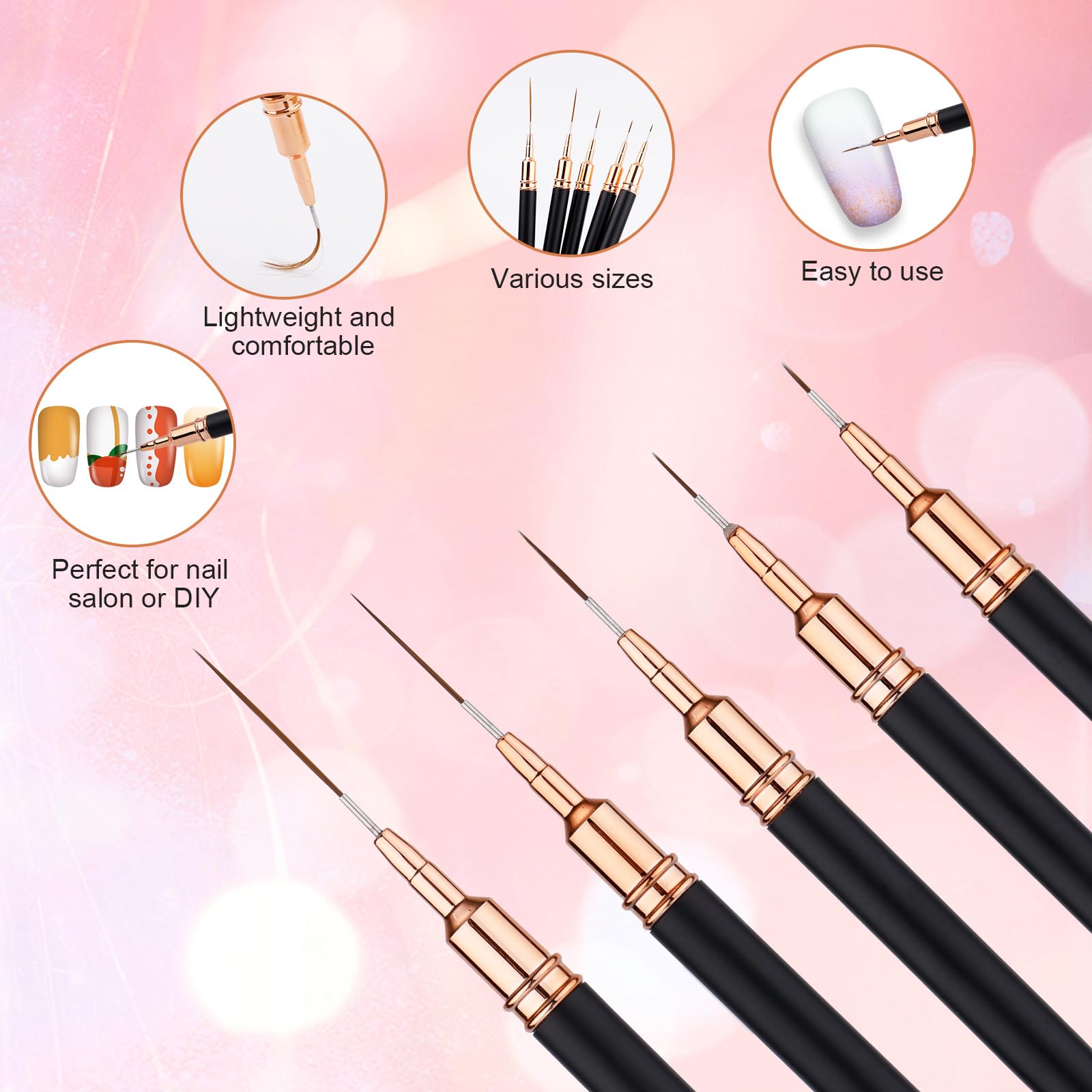 5pcs Nail Art Liner Brushes - Image 4