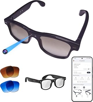 Smart Safety AI Glasses, 4K Camera with Video Recording, Bluetooth 5.0, Enhanced Audio & Noise-Canceling Mics, AI Object Detection & Real-Time Translation for Business, OutdoorG3