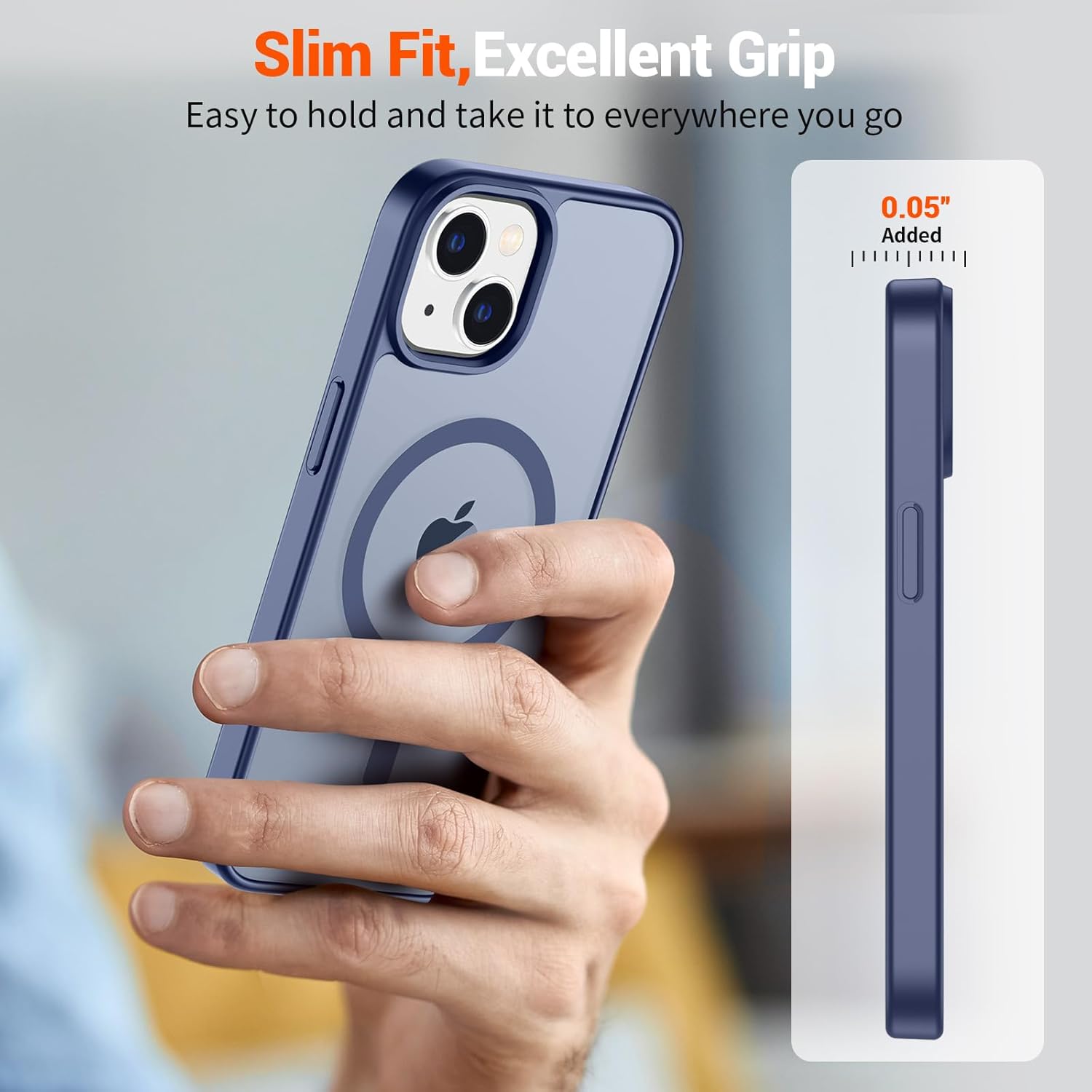 Сүрөттө Slim Pro көрсөтүлгөнfile of the case, highlighting its minimal added thickness.