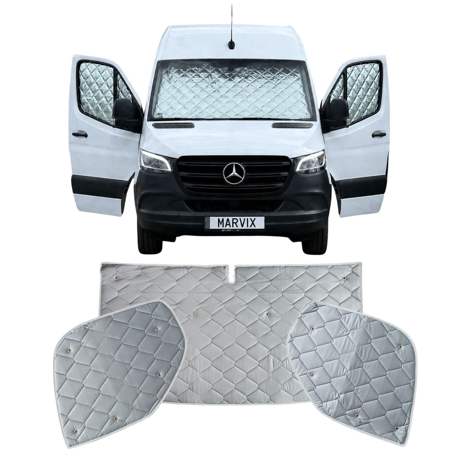 Marvix Thermo-Innenjalousien Premium 9-lagige Fensterabdeckung für Mercedes Sprinter ab 2018 Wohnmobil-Camper-Isolierungs-Sonnenschutz