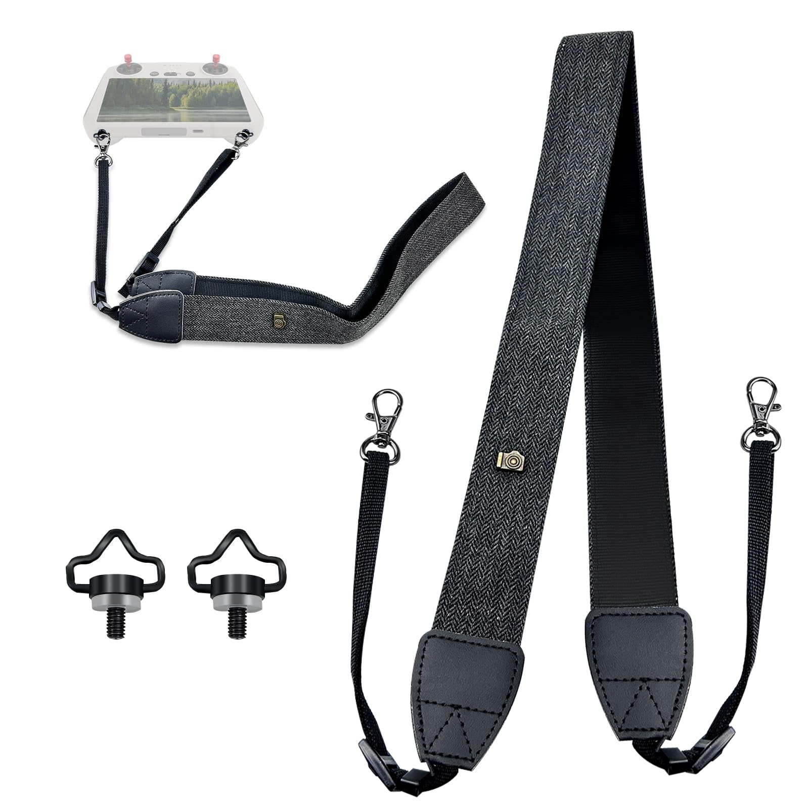Irenwarl Adjustable Shoulder Strap with Aluminium Bracket, Drone Remote Control Accessory for DJI Mavic3 2Pro, Air2s/Mini3, Stainless Steel Screws Included