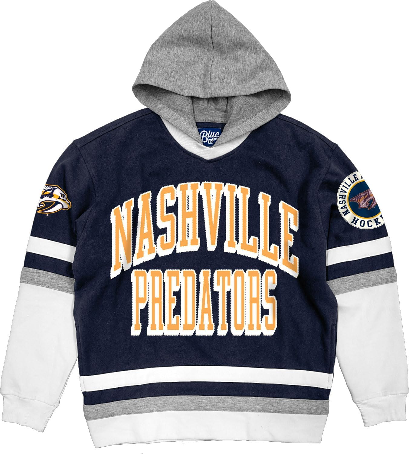 Blue 84 NHL Officially Licensed Hockey Hooded Sweatshirt Twill Embroidery