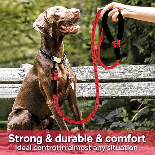 Miniatura 41 de COOYOO - Conjunto de 2 correas para perro de 5 pies, de alta resistencia, cómodo mango acolchado, correa reflectante para perros medianos y grandes