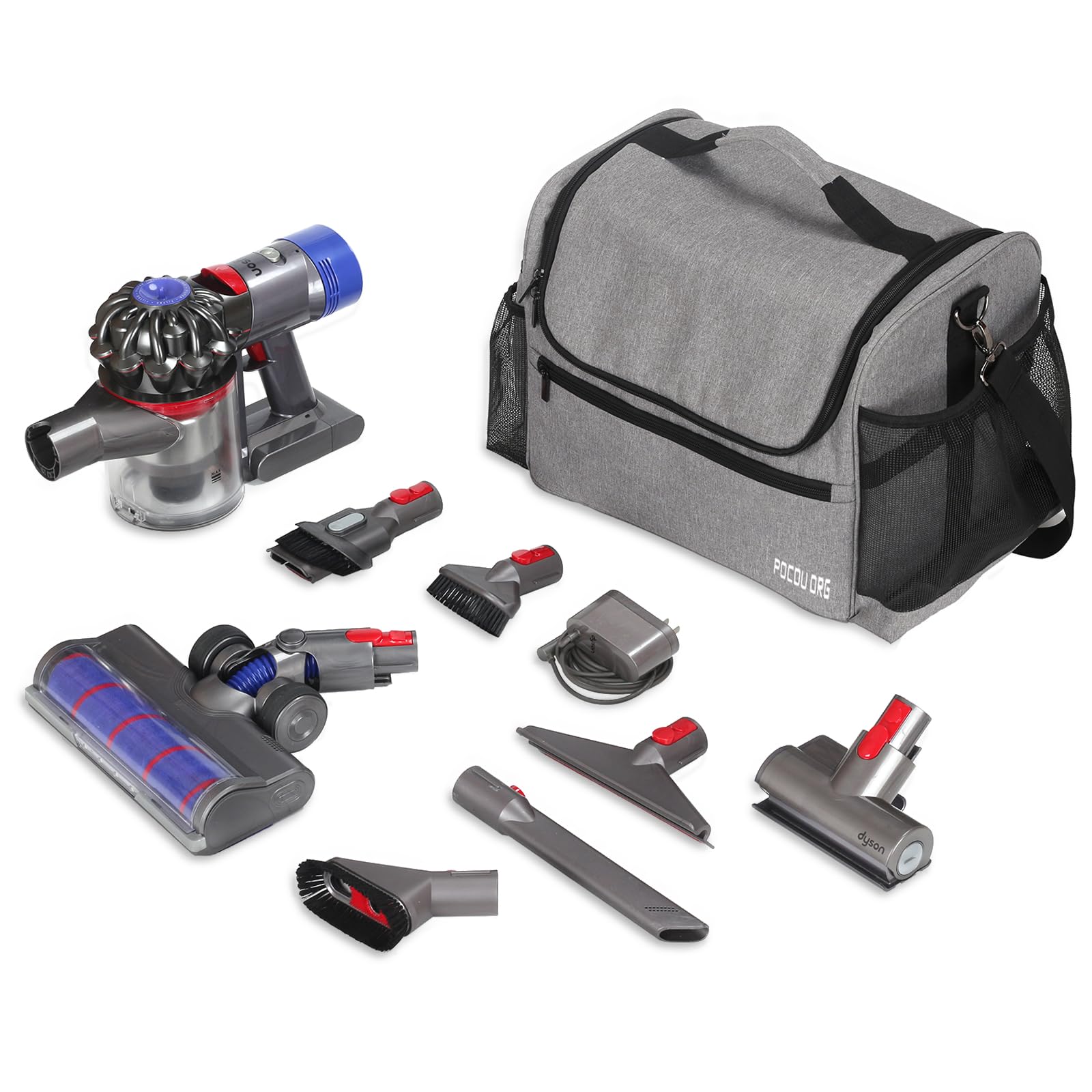 Bolsa de almacenamiento al vacío para coche y barco compatible con Dyson V7 - V15 - Funda organizadora para aspiradora de mano inalámbrica y accesorios, bolsa de transporte de viaje con separadores