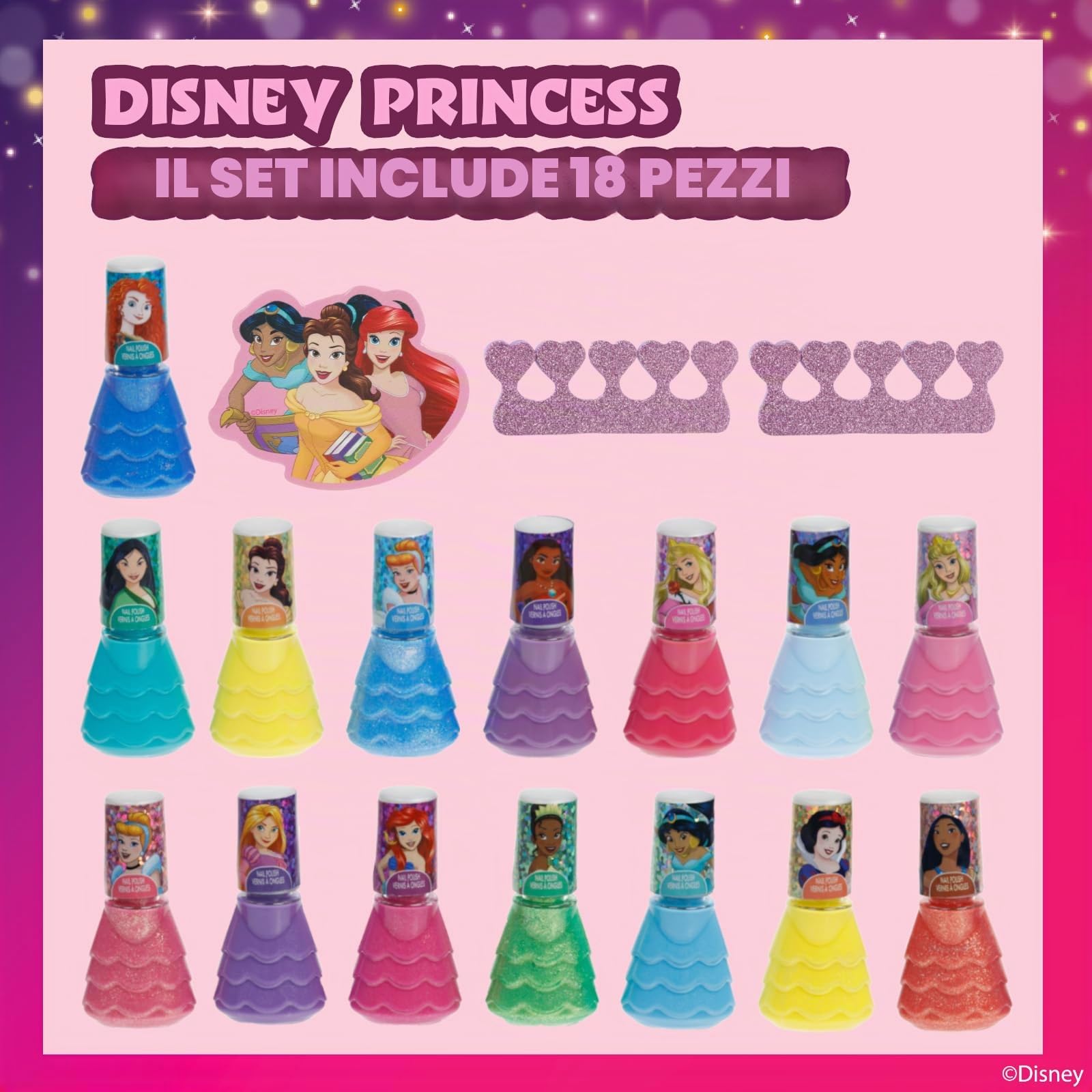 Disney Princess Smalto Acqua 15 pz Rimovibile Bambine 3+ Regalo