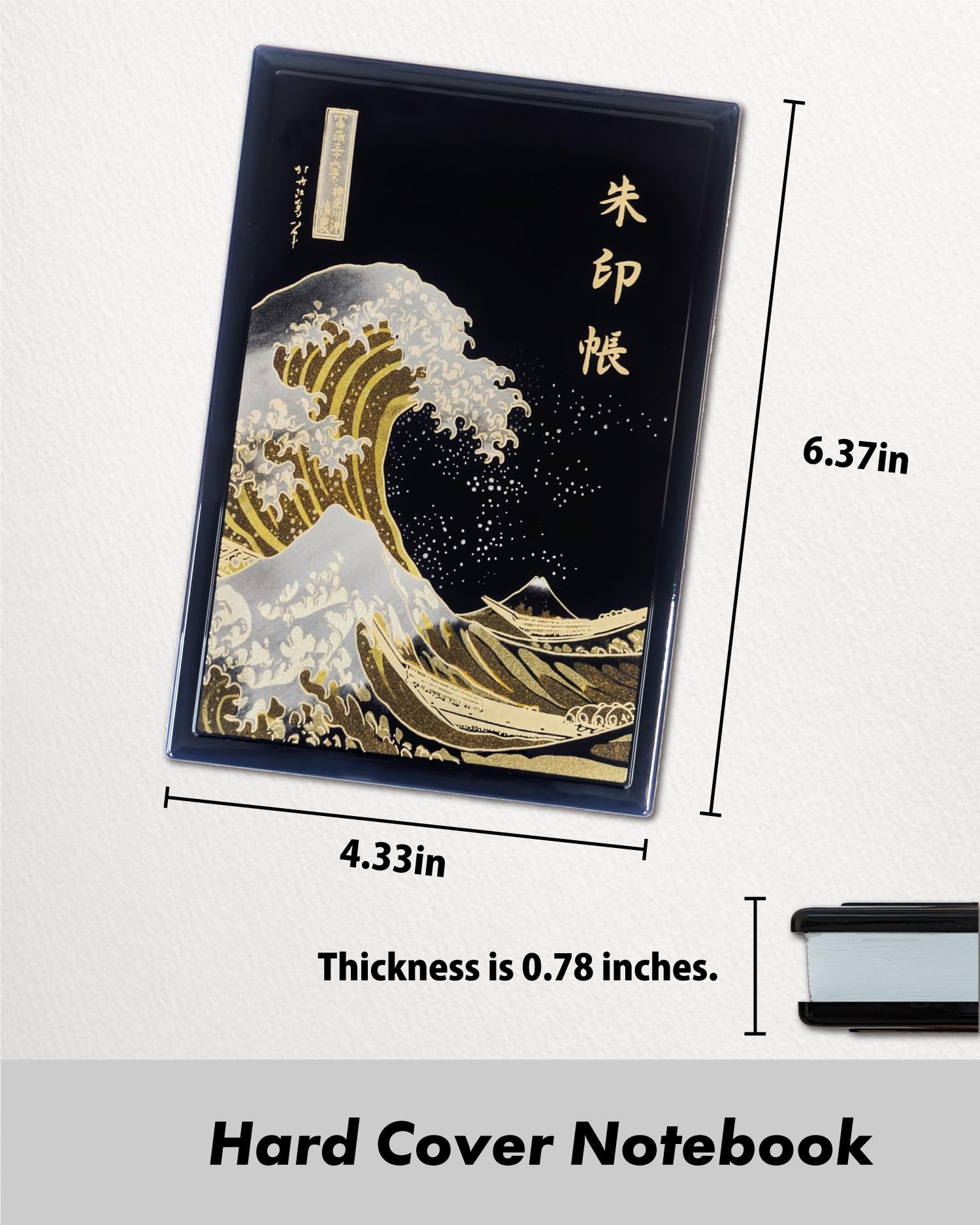 Wa-cho Goshuin-cho Journal Japonais Couverture Rigide Namiura Noir 48 Pages