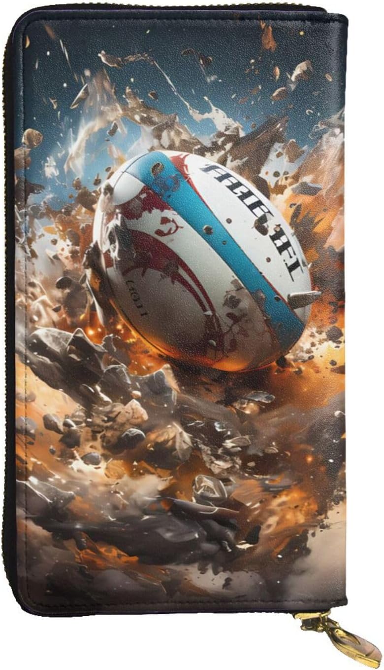 Rugby on Fire Women's wallet, clutch wallet, with zipper, large capacity.