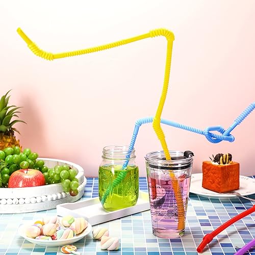 Miniatura 30 de Geiserailie 12 popotes flexibles de plástico extra largos para fiestas, camping, situaciones de movilidad limitada, lavavajillas