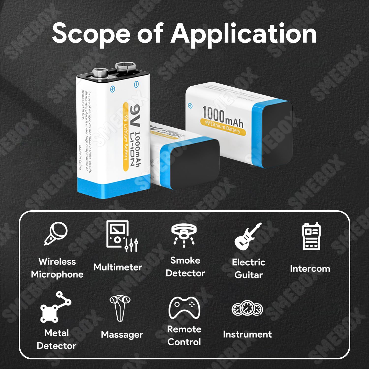 Pilas Recargables de 9V 1000mAh Alta Capacidad 6F22 PP3 6LR61 con Cargador para Detectores de Humo, Multímetros, Mandos a Distancia, Guitarra Eléctrica, Micrófono Inalámbrico (8 Piezas)