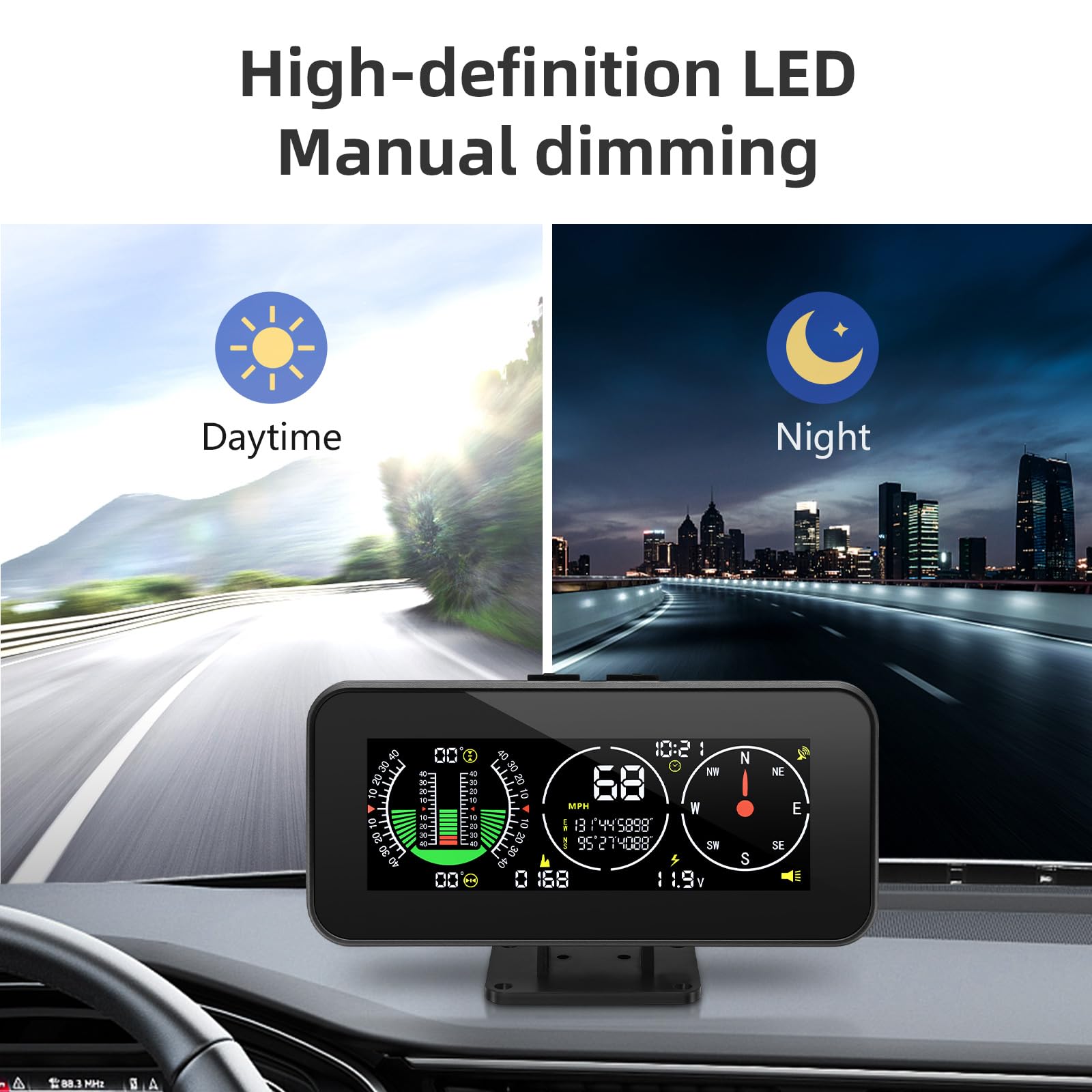 Medidor distancia moto Para HUD M60 Inclinómetro digital de velocidad y pendiente M50 Brújula Accesorios todoterreno Computadora a bordo 4x4