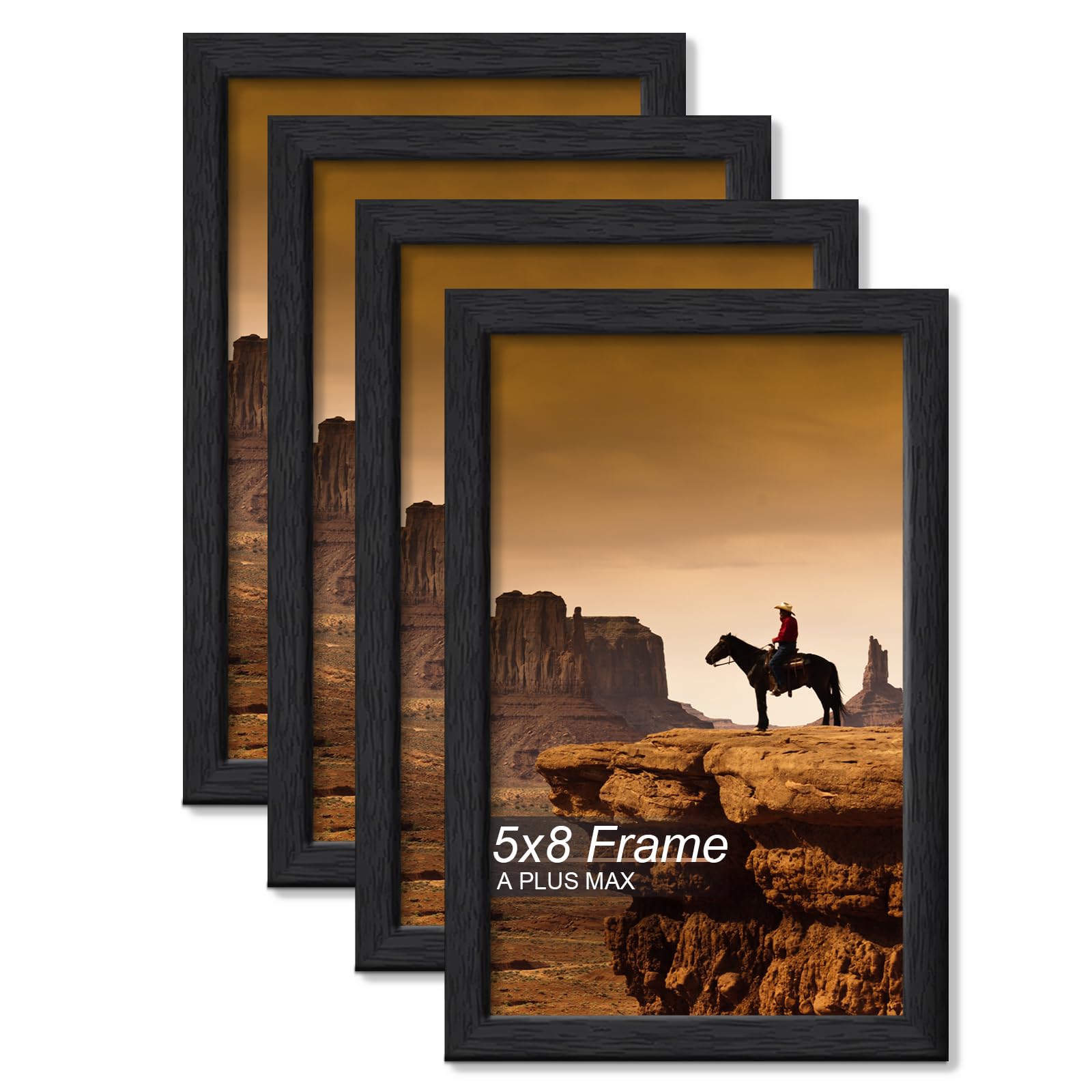 View 1 of ***MISSING PARTS***
A PLUS MAX 5x8 Picture Frame Set of 4, Black Engineered Wood Frame for 5 x 8 Inch Picture Poster Photo, Light Weight 5 by 8 Frame with Wood-grain for Wall - 4 Pack/Black/5"x8"