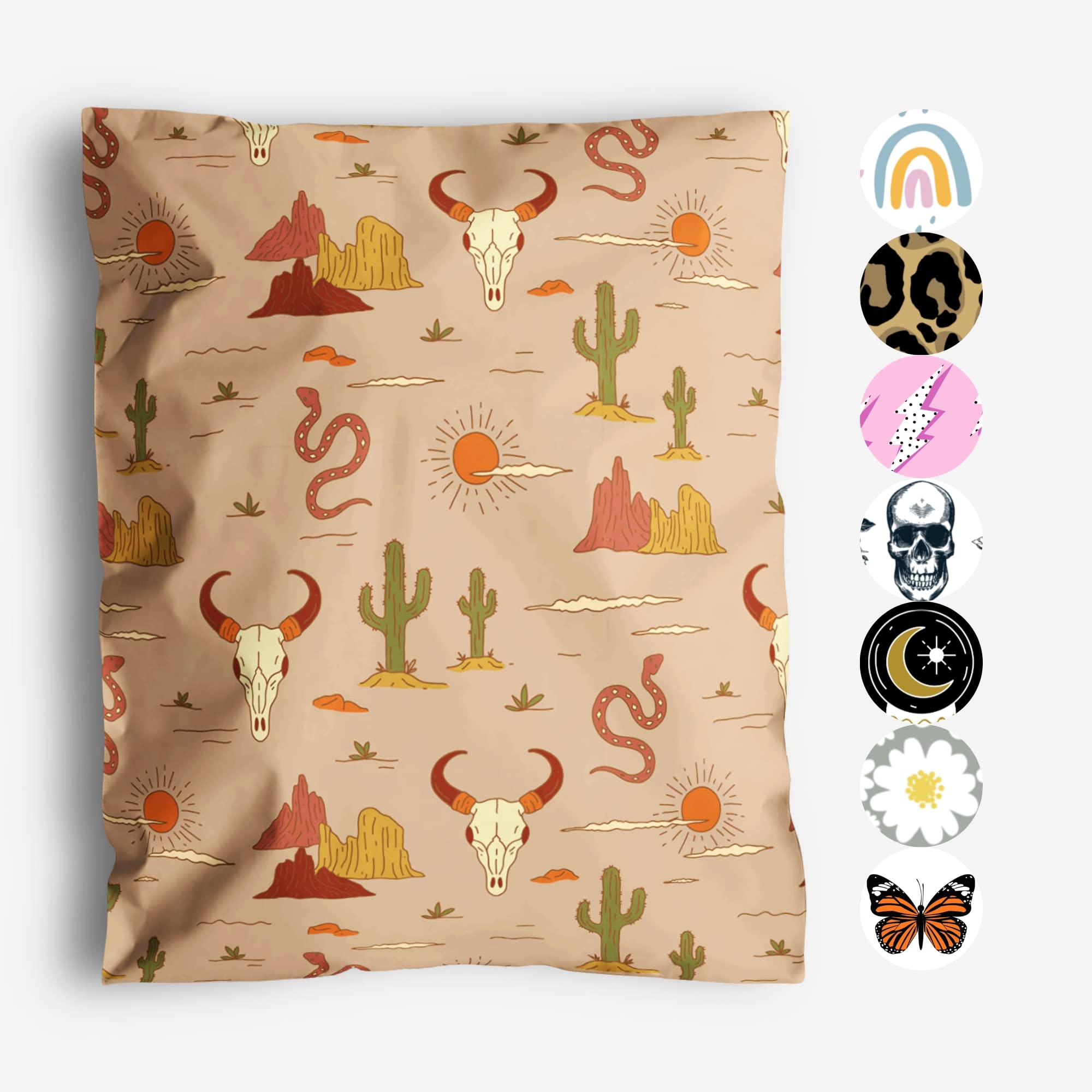 10x13 Poly Mailers – Western Boho – Waterproof, Tear-Resistant Shipping Bags with Adhesive Seal – 100 Pack – Package Mint