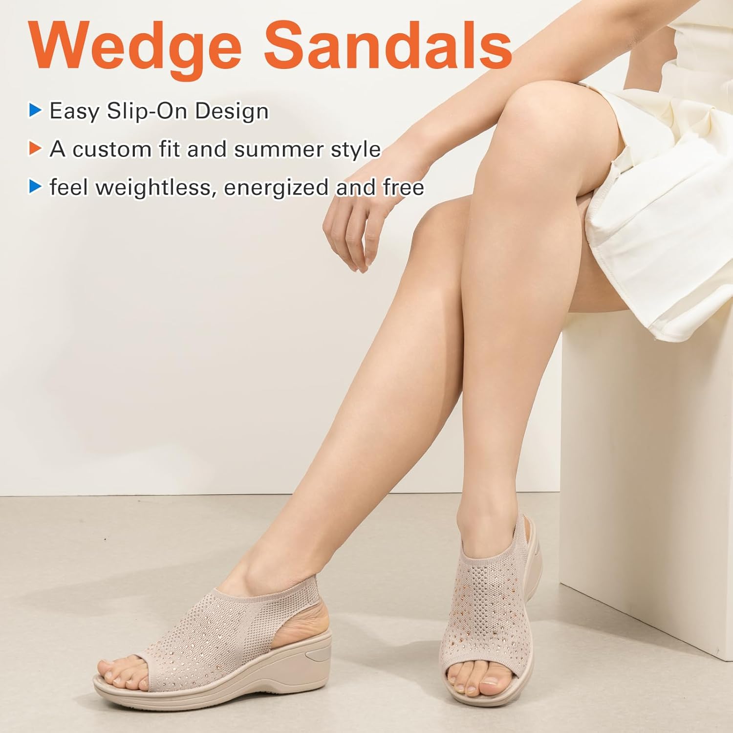 KOIMED Women's Comfortable Platform Walking Sandals With Memory Foam Open Toe Lightweight Breathable Soft Mesh Washable For Summer Travel Casual Beach Outdoor Sport - Image 2