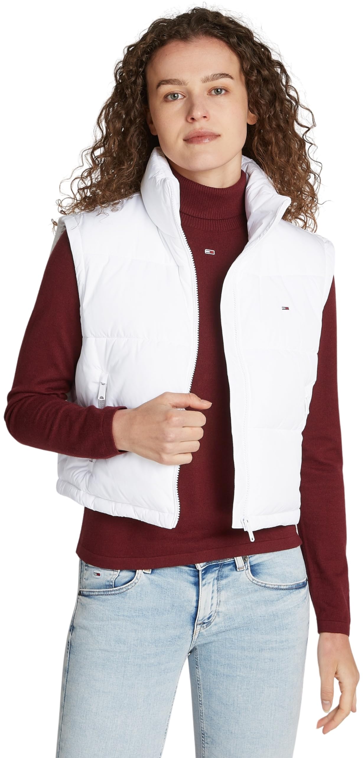 Tommy Jeans Chaleco Mujer con diseño acolchado corto y cuello alto protector 7