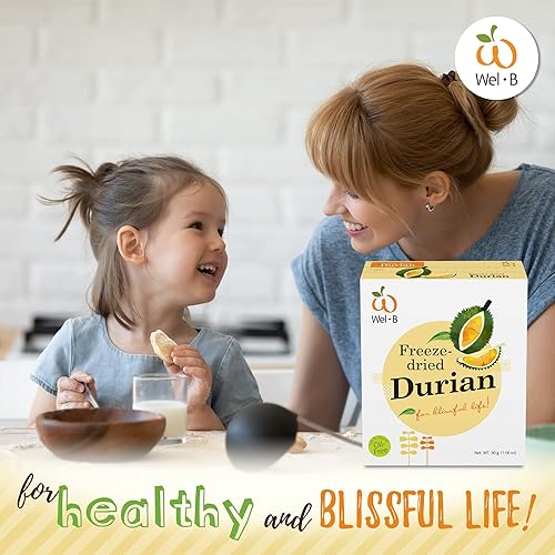 Miniatura 5 de Wel-B Bocadillos de frutas liofilizadas, Durian fresco liofilizado a una textura crujiente mientras conserva el sabor natural y la nutrición,