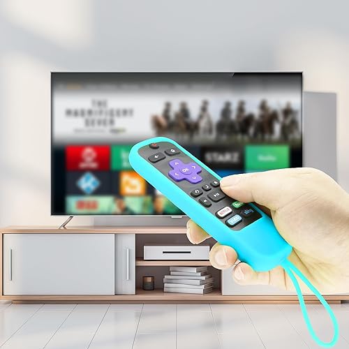 Vista 2 de Funda de silicona brillante compatible con Roku Steaming Stick/Voice/Express/Premiere Remote – Funda compatible con TCL Roku Smart TV Control Remoto