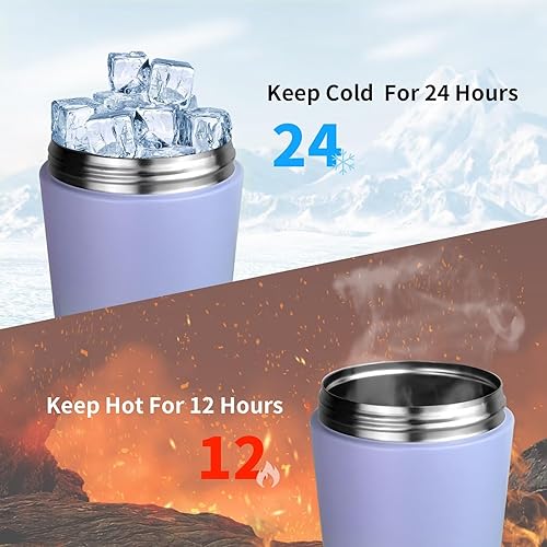 Miniatura 2 de TOOFEEL Botella agitadora de acero inoxidable  20 onzas de doble pared aislada para batidos de proteínas, mantiene el fríocaliente, botella