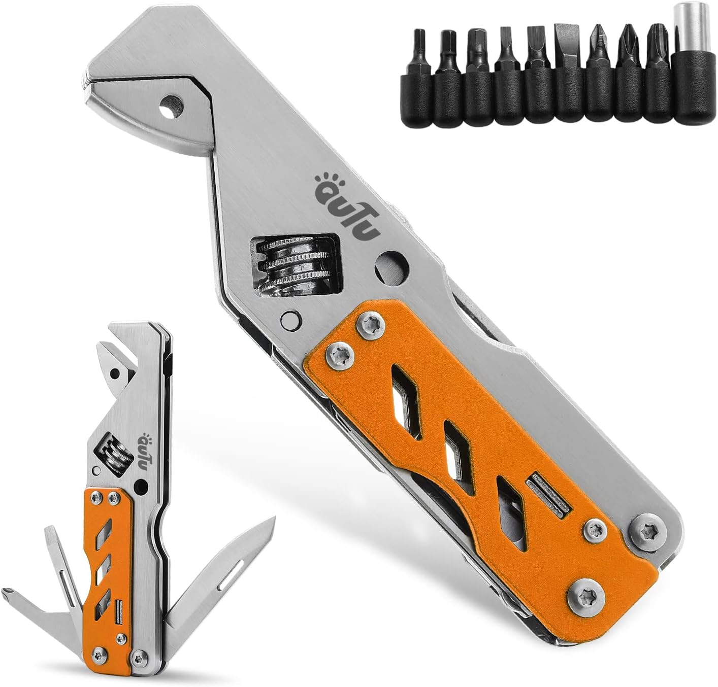 Multitool Wrench, with Adjustable Wrench/Flat Screwdriver/Phillips