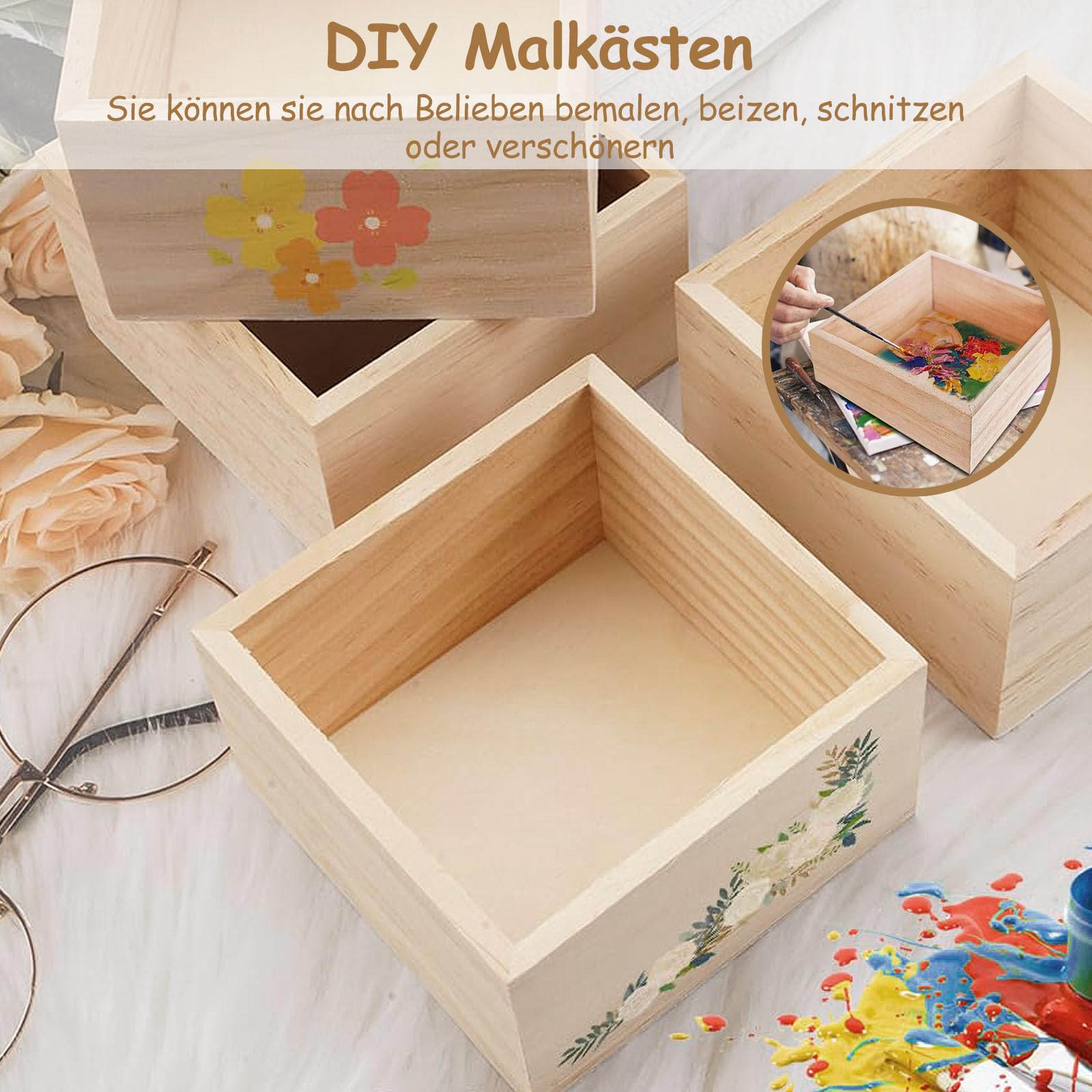 3 boîtes déco créatives, boîte de rangement en bois, petite boîte déco
