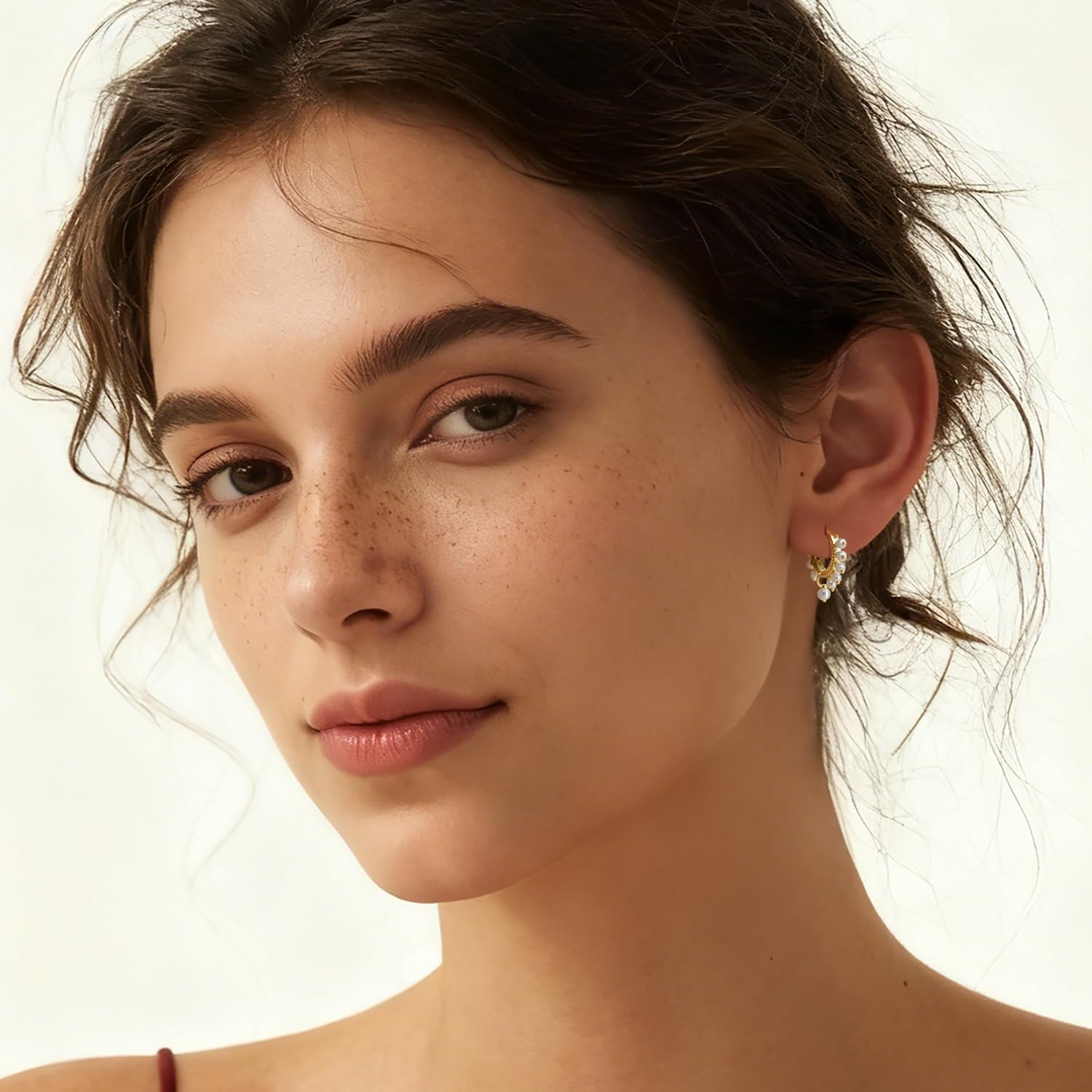 KKR Pearl Earrings for Women 14K Gold Hoop Earrings for Women Gold Pearl Hoop Earring for Womens Hoops Romantic Pearls Wreath Shape Pearls Hoops Earring for Womens