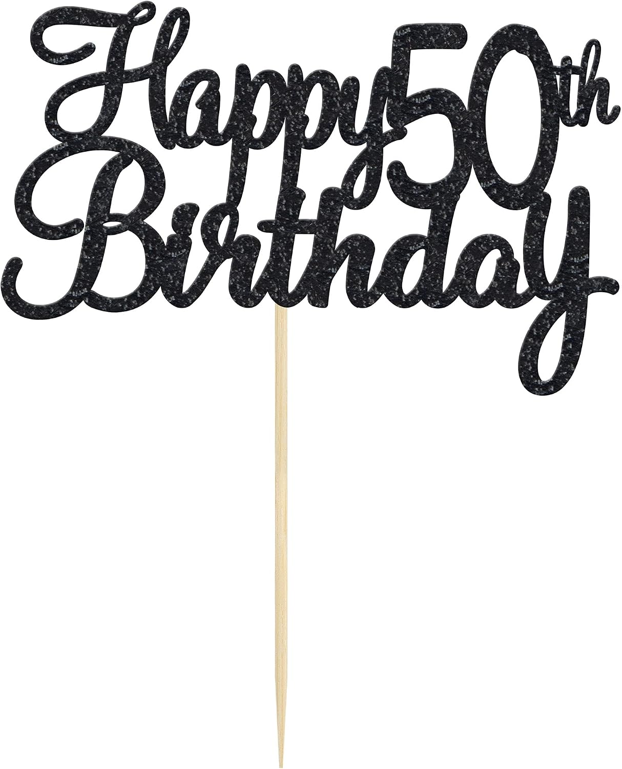 Gyufise 3 Pack Happy 50th Birthday Cake Topper Black Glitter Happy 50 Cupcake Topper Cheers to 50 Fabulous Cake Decoration for 50th Birthday Party Decoration Supplies - Image 4
