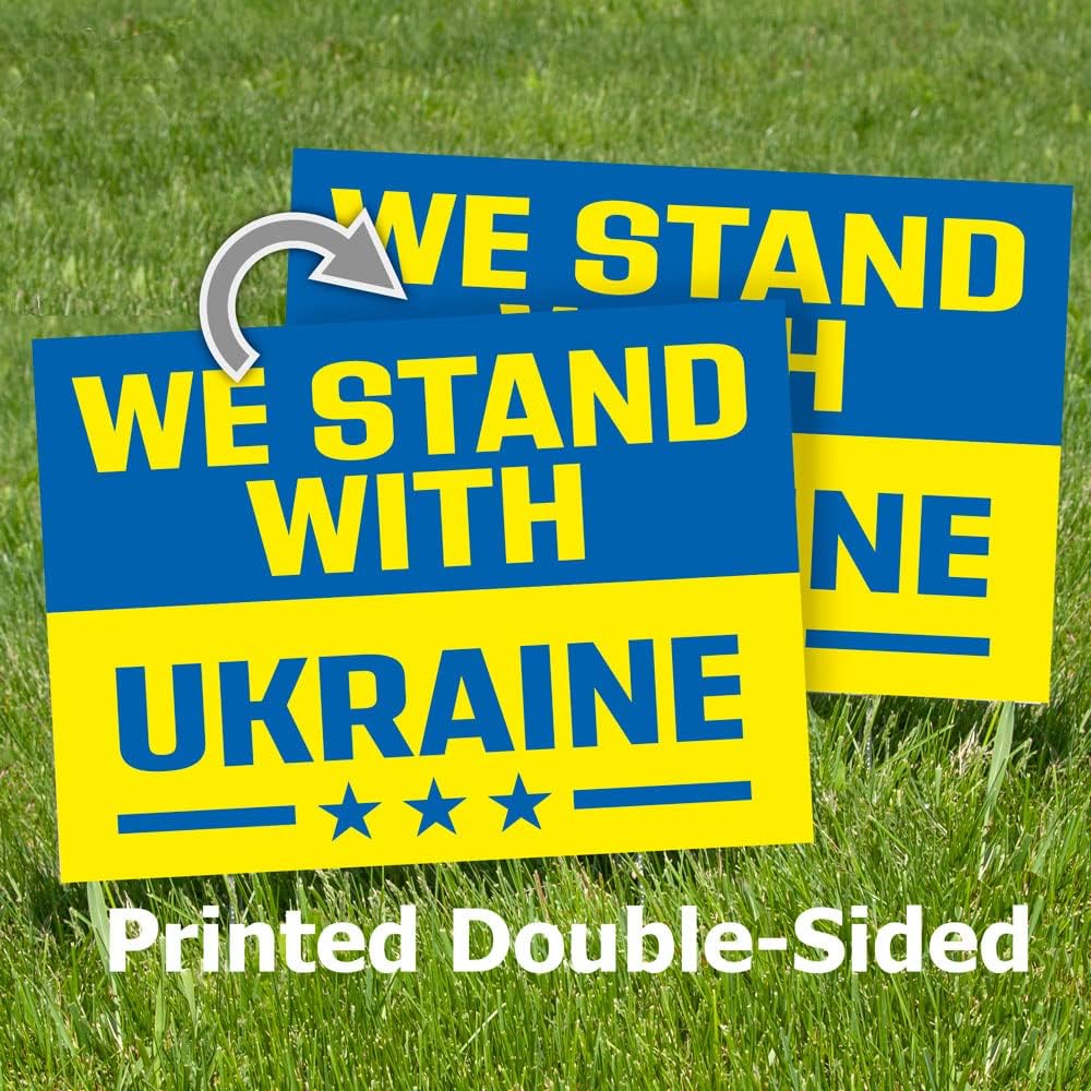 Vispronet We Stand with Ukraine Yard Sign – 23in x 17in Double-Sided Yard Signs for Homes, Lawns, and Gardens – Weather-Resistant Sign – Made from Corrugated Plastic