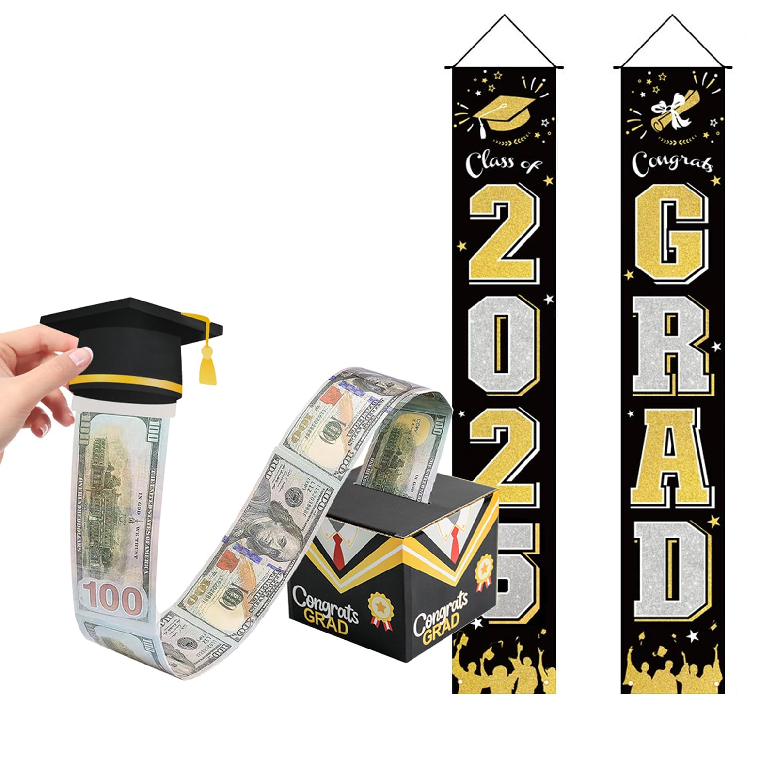 INDKOPVA Graduation Money Holder 2025, Graduation Money Box for Cash Gift Pull Out Grad Decorations Money Gift Ideas, Surprise Grad Box for Cards and