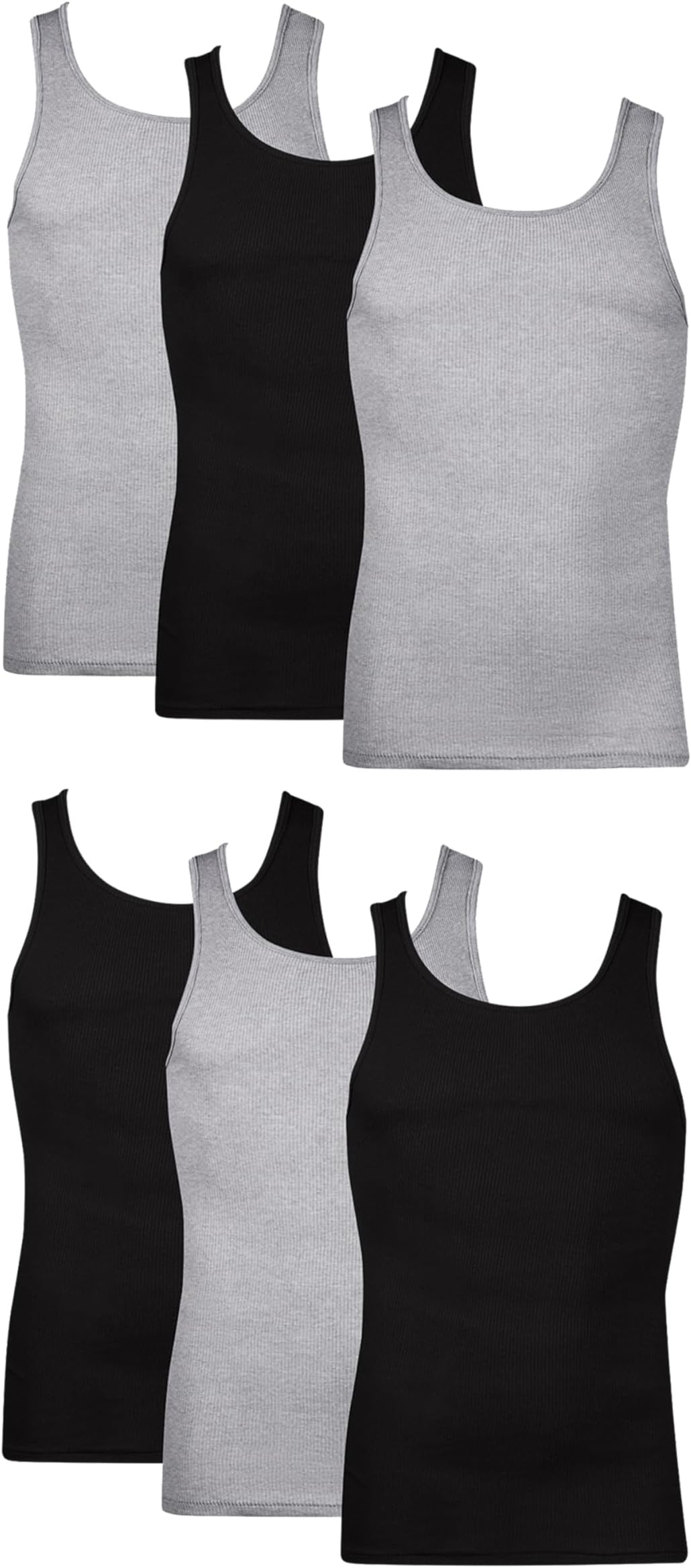 Hanes Men's Tagless ComfortSoft Dyed Tank Undershirt, 6 Pack