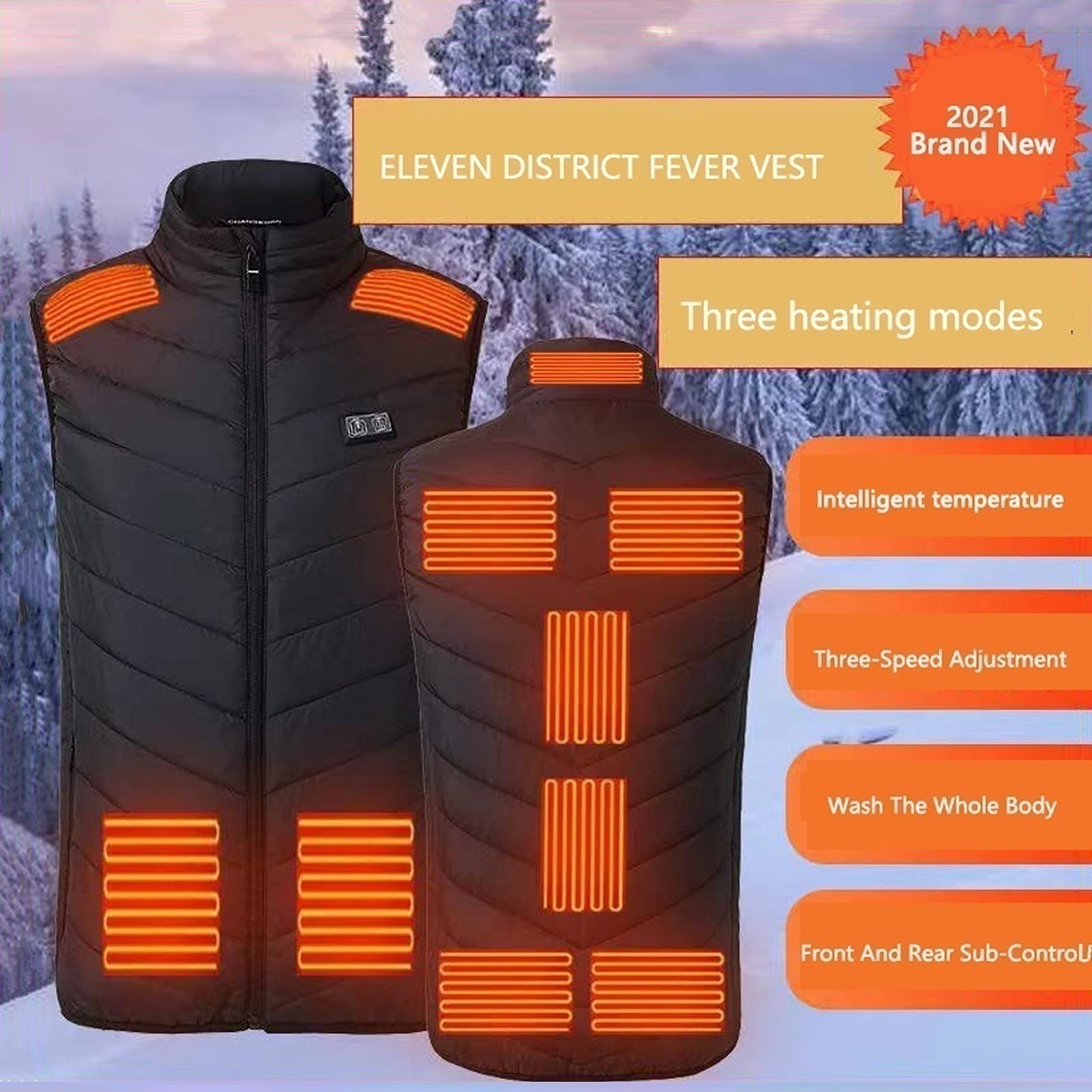 Verwarmd Vest voor Heren en Dames, Elektrische Usb-Verwarmde Vesten, 3 Temperatuurniveaus, Elektrisch Verwarmde Jas Wasbaar Warm Vest, Jassen voor Buiten Kamperen In de Winter,zwart,L