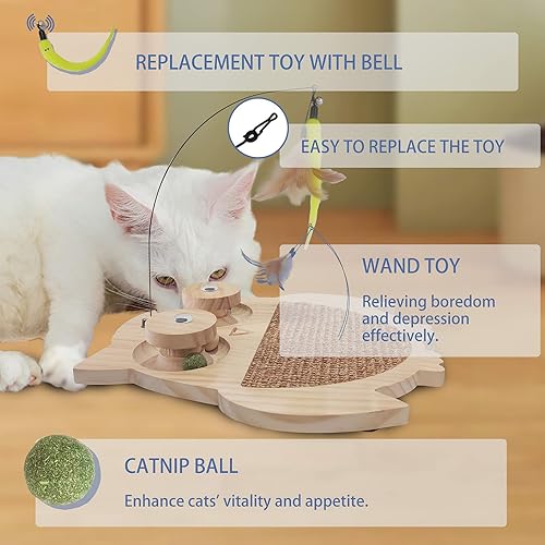 Miniatura 3 de Petest Juguete interactivo para gatos de sisal natural con bolas de hierba gatera, diseño de búho