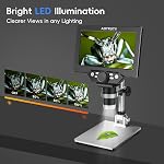 7" LCD Digital Microscope 1200X Magnification, 1080P Coin Microscope with Metal Stand | 8 LED Lights & Ultra-Precise Focus | Coin, Stamp, Windows/Mac Compatible
