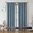 RYB HOME Blue Blackout Curtains for Living Room Thick & Durable Privacy Window Curtains Room Darkening Drapes for Bedroom, W42 x L84 inch, 2 Panels, Slate Blue