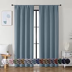 RYB HOME Blue Blackout Curtains for Living Room Thick & Durable Privacy Window Curtains Room Darkening Drapes for Bedroom, W42 x L84 inch, 2 Panels, Slate Blue