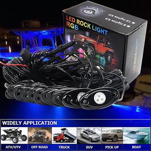 Miniatura 8 de Kit de luces LED RGB de roca, luces de trabajo LED con Bluetooth LED interior, luces interiores LED de roca, 15 colores de bricolaje, música