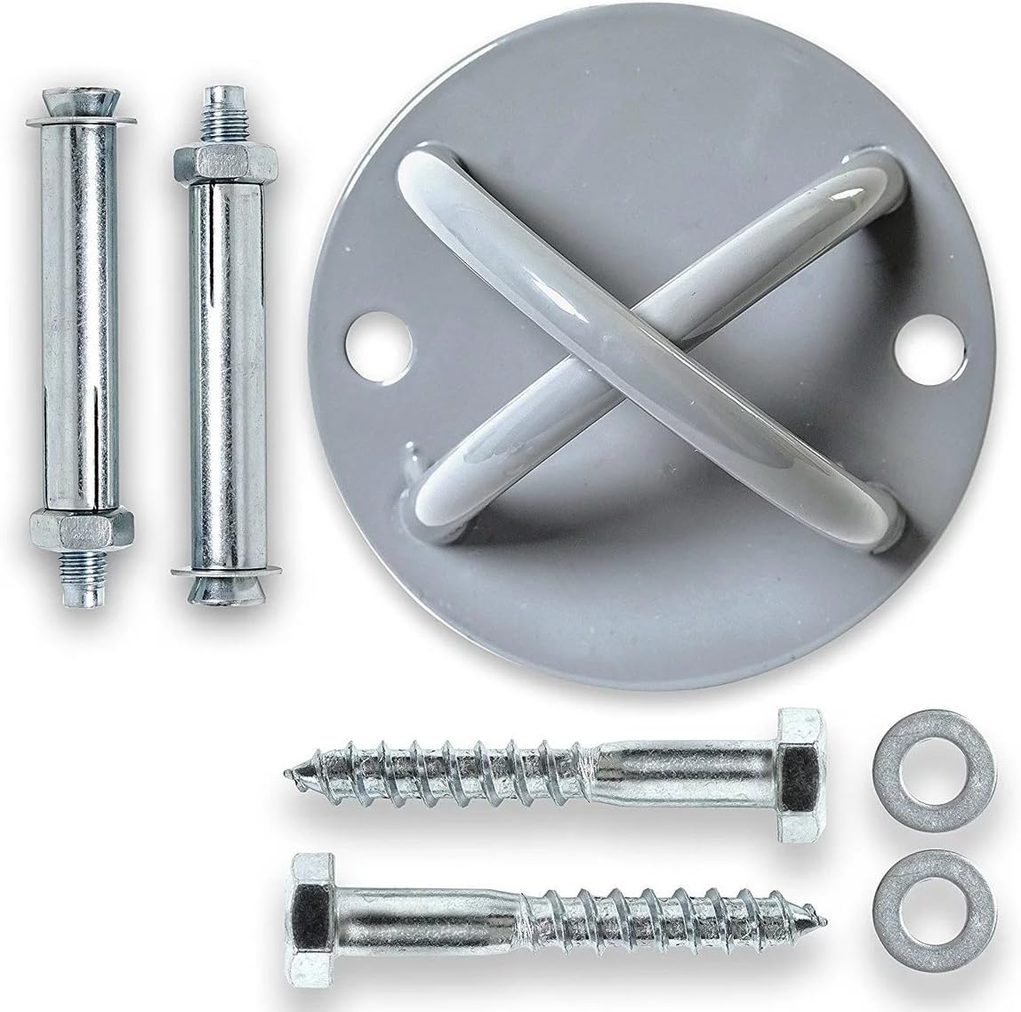Suspension Strap Trainer Mount Anchor Bracket Hook - Wall & Ceiling - for Trainer Straps, Crossfit Olympic Gymnastic Rings, Aerial Yoga Swings & Hammocks, Includes 2 Sets of Screws.