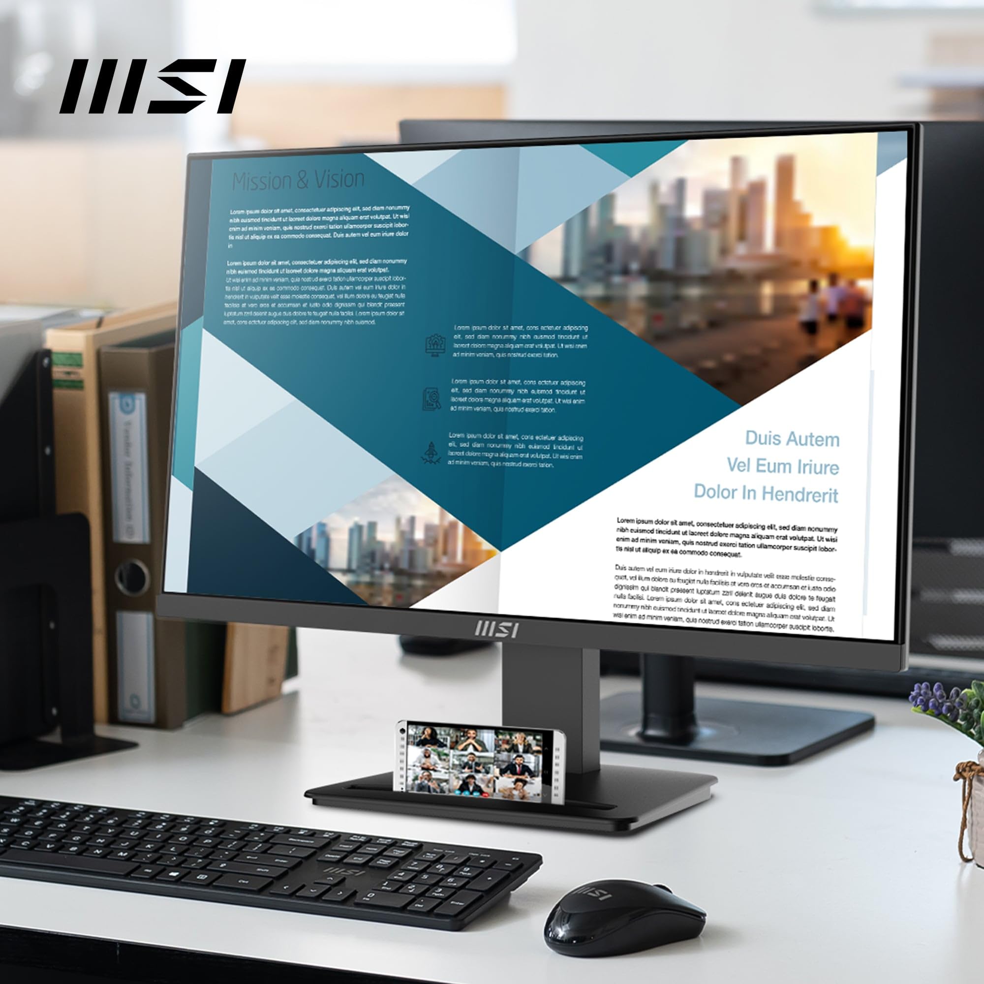 MSI PRO MP2412DE 23,8 Zoll Full HD Office Monitor - 1920 x 1080 VA Panel, 100 Hz, augenfreundlich, VESA montierbar, Display Kit Support, neigbar - HDMI 1.4, DP 1.2a