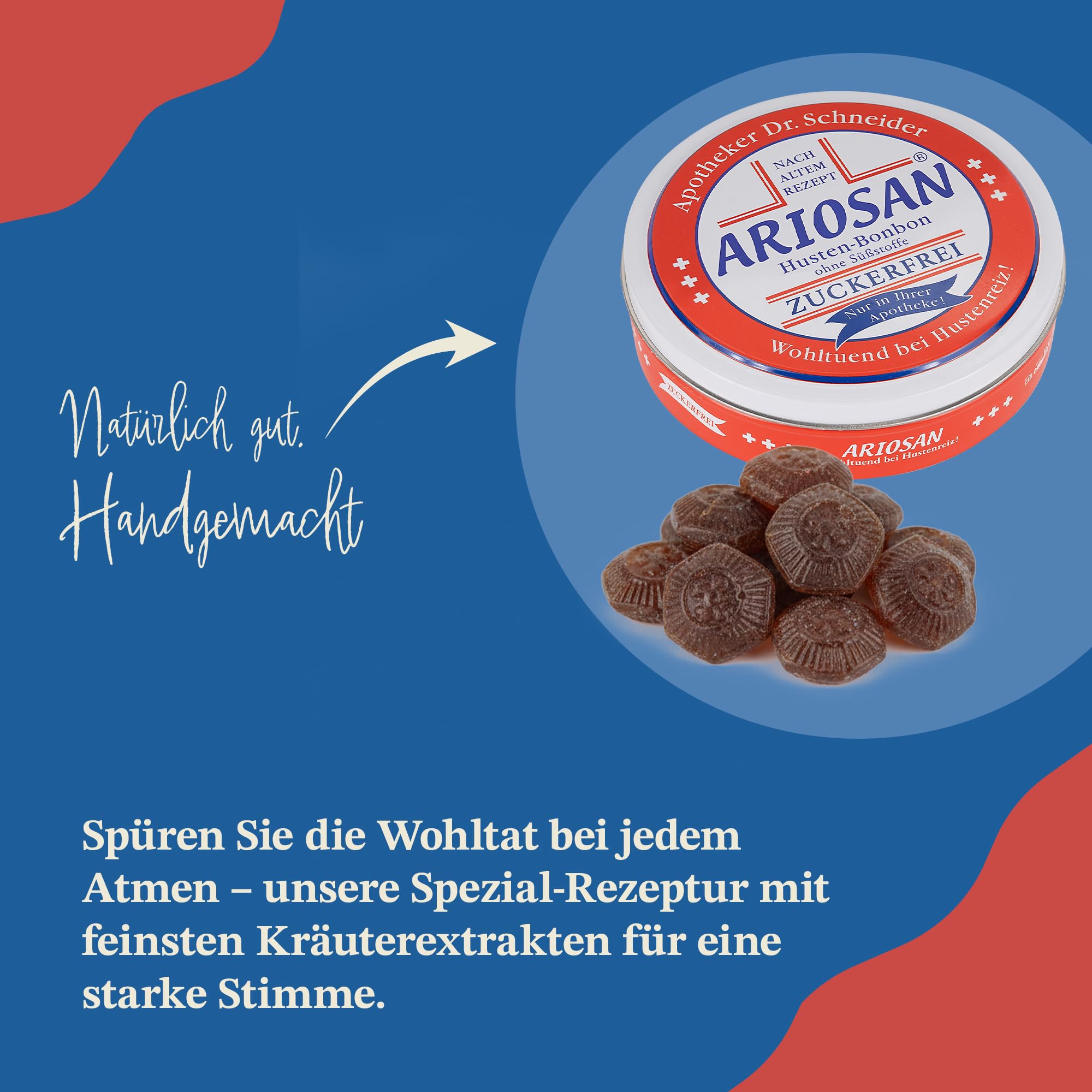 Ariosan Husten-Bonbons Dose - mit Eukalyptus und Pfefferminz - Linderung bei Hals- und Erkältungsbeschwerden - 2000 g - Wirkt wohltuend & erfrischend - zuckerfrei