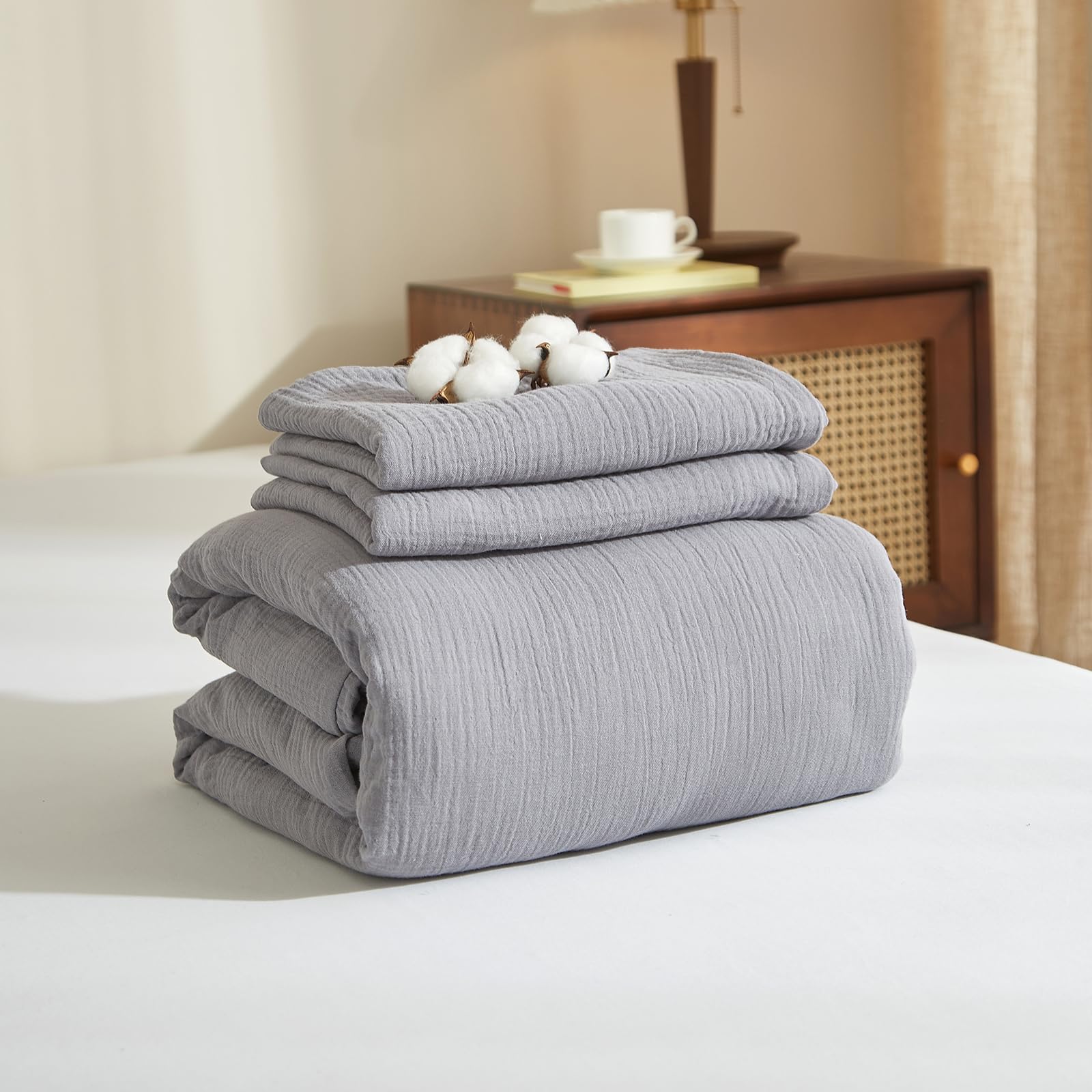 Boqingzhu Muslin Baumwolle Spannbettlaken 180x200cm Grau Dunkelgrau Anthrazit Atmungsaktiv Weich Hautfreundlich Spannbetttuch Bettlaken für Matraze bis 30cm Boxspringbett Topper